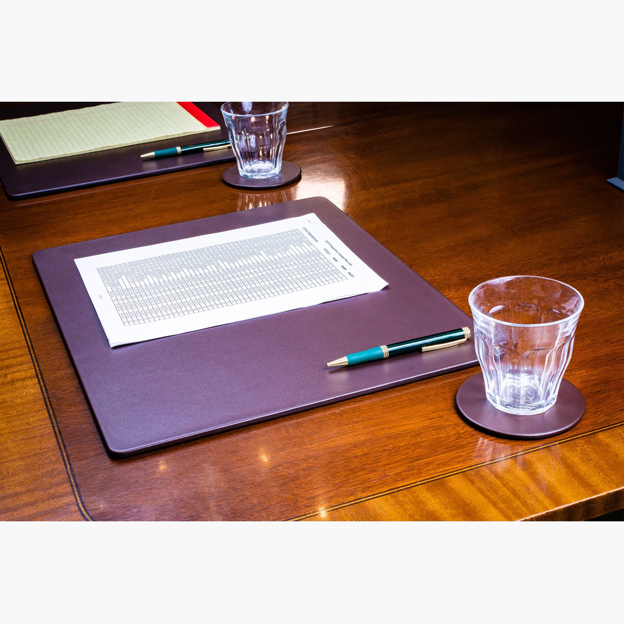 10 Seat Chocolate Brown Leatherette Conference Room Set w/ Round Coasters