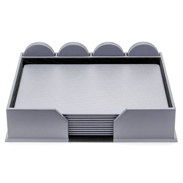 10 Seat Gray Leatherette Conference Room Set w/ Round Coasters