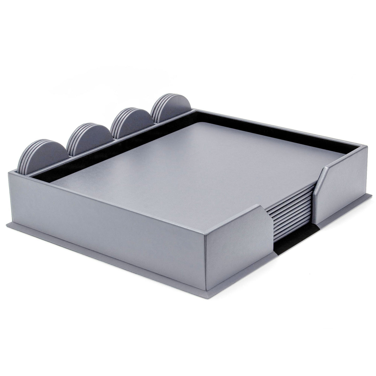 10 Seat Gray Leatherette Conference Room Set w/ Round Coasters, 17 x 14 Size Pads