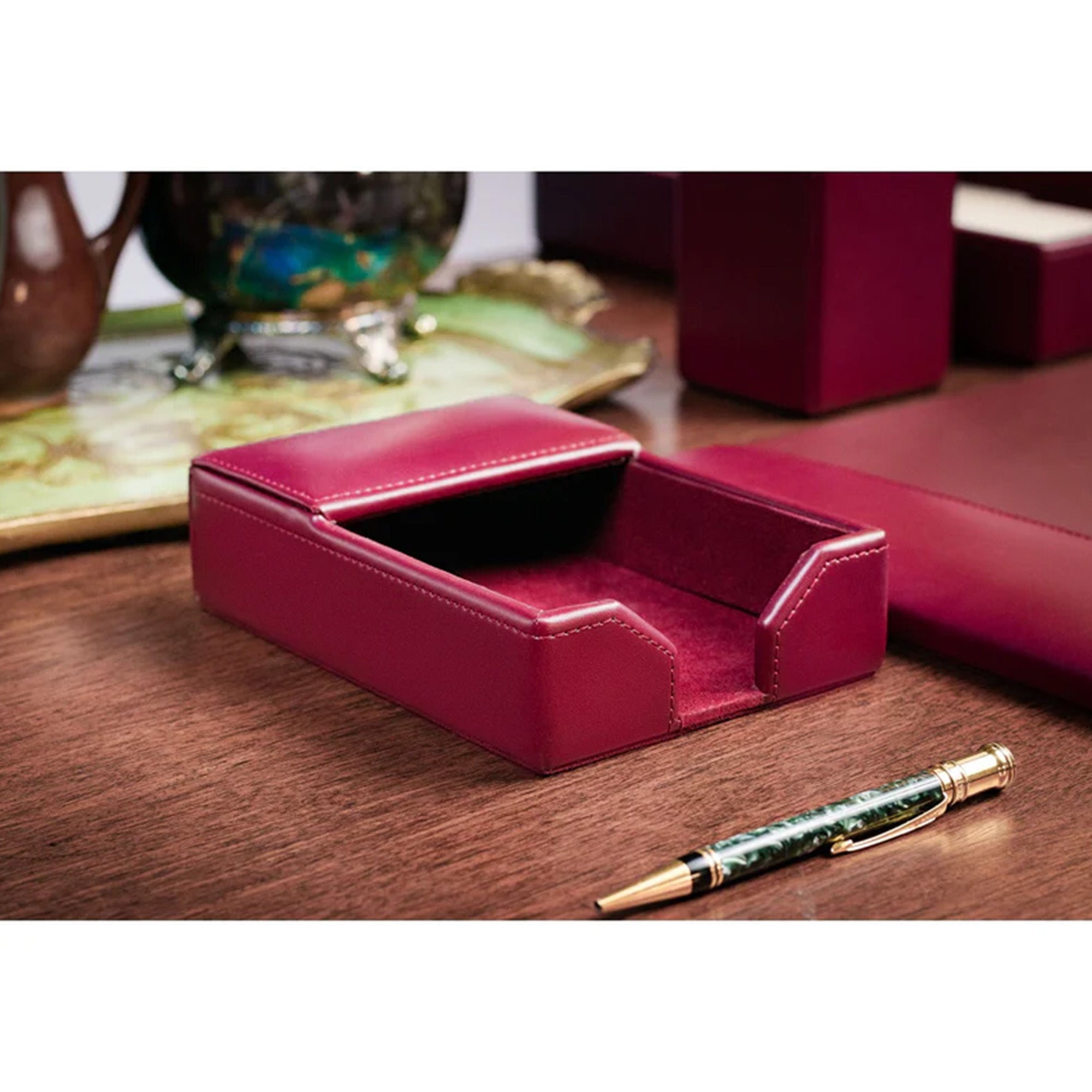 Burgundy Bonded Leather 8-Piece Desk Set