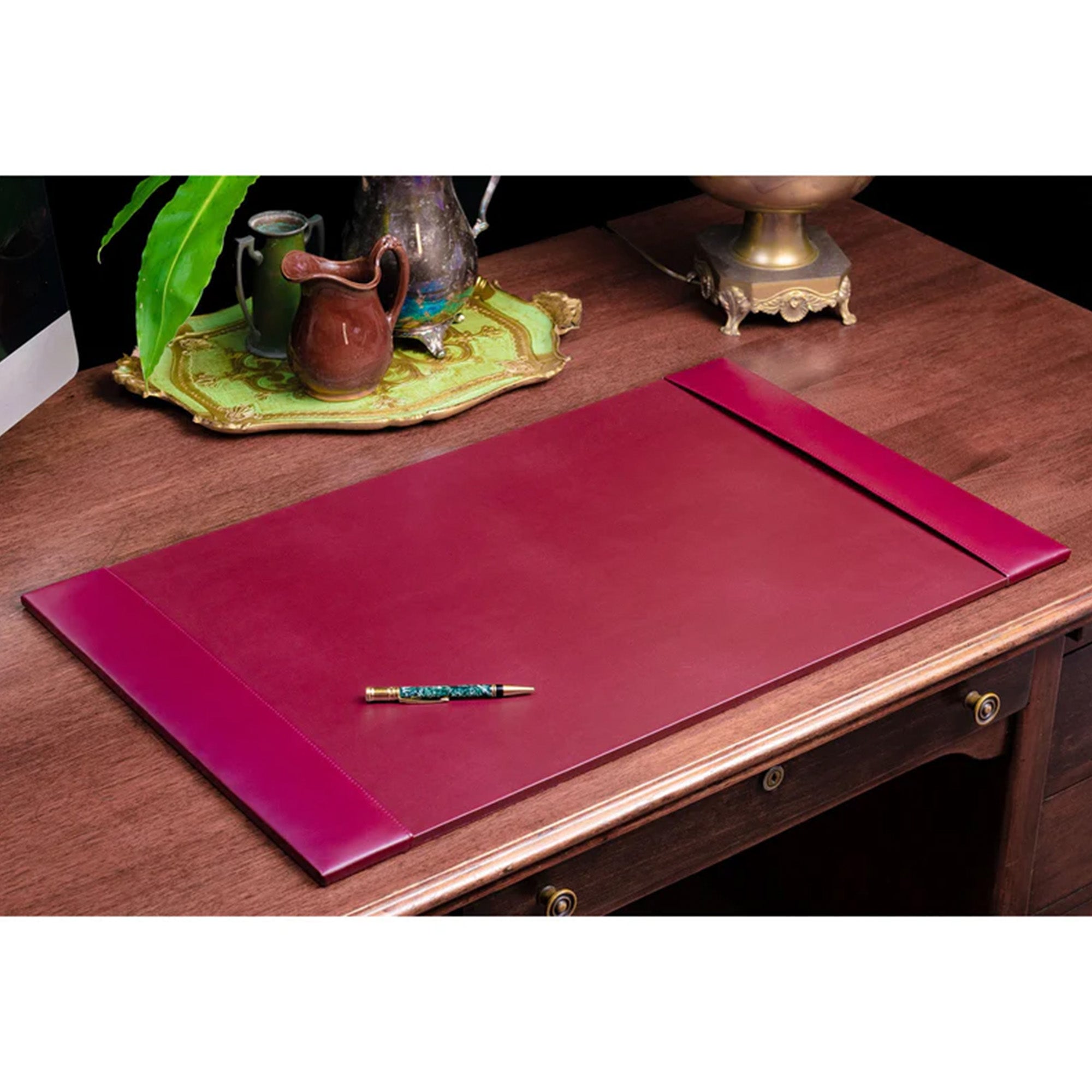 Burgundy Bonded Leather 3-Piece Desk Set