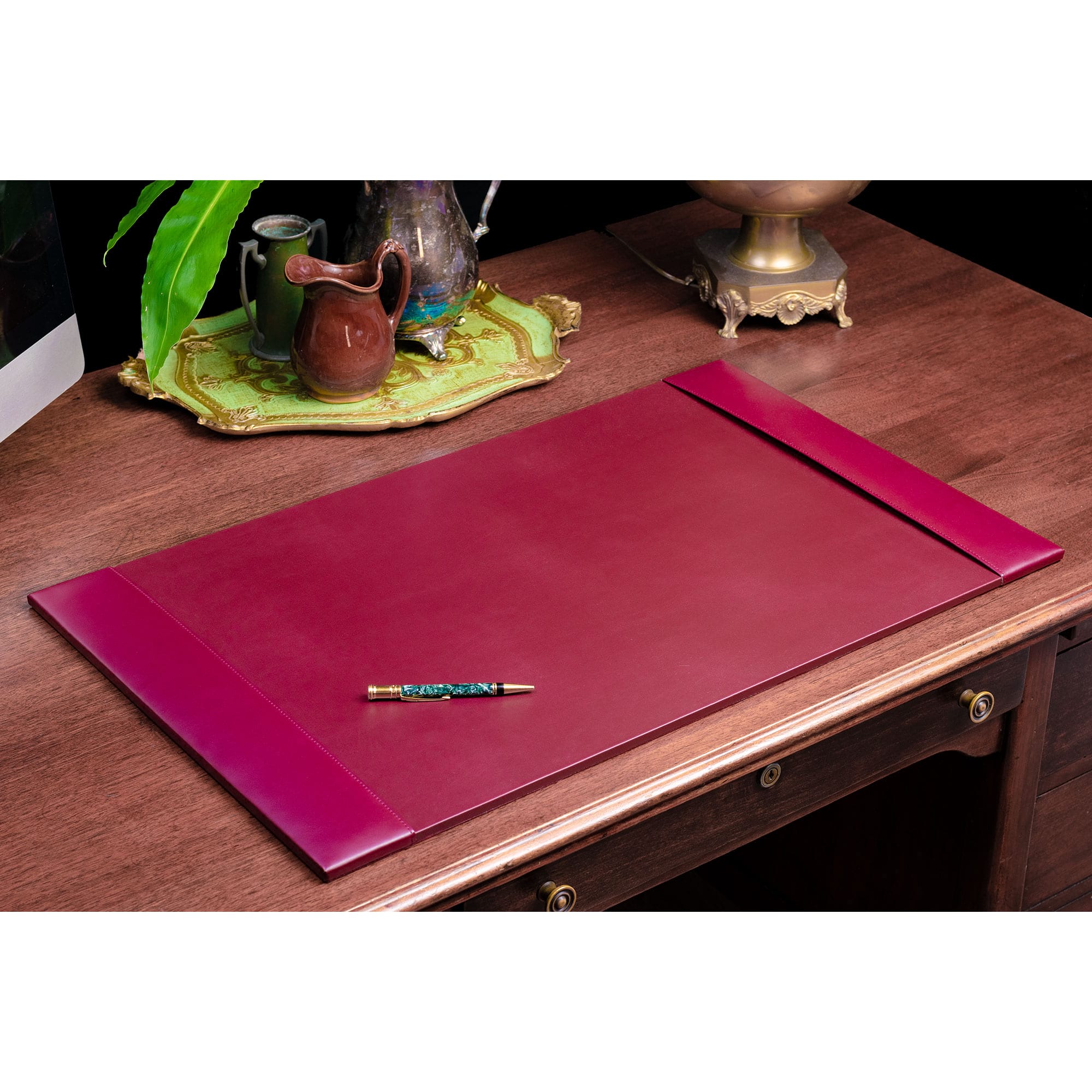Burgundy Bonded Leather 3-Piece Desk Set