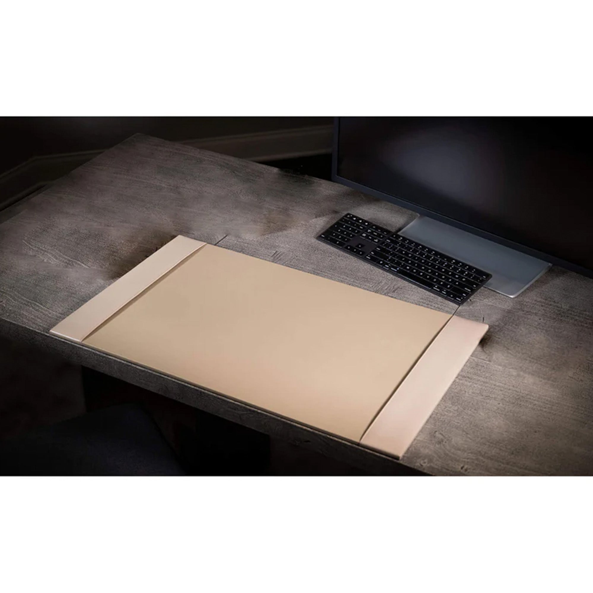 White Latte Bonded Leather 5-Piece Desk Set