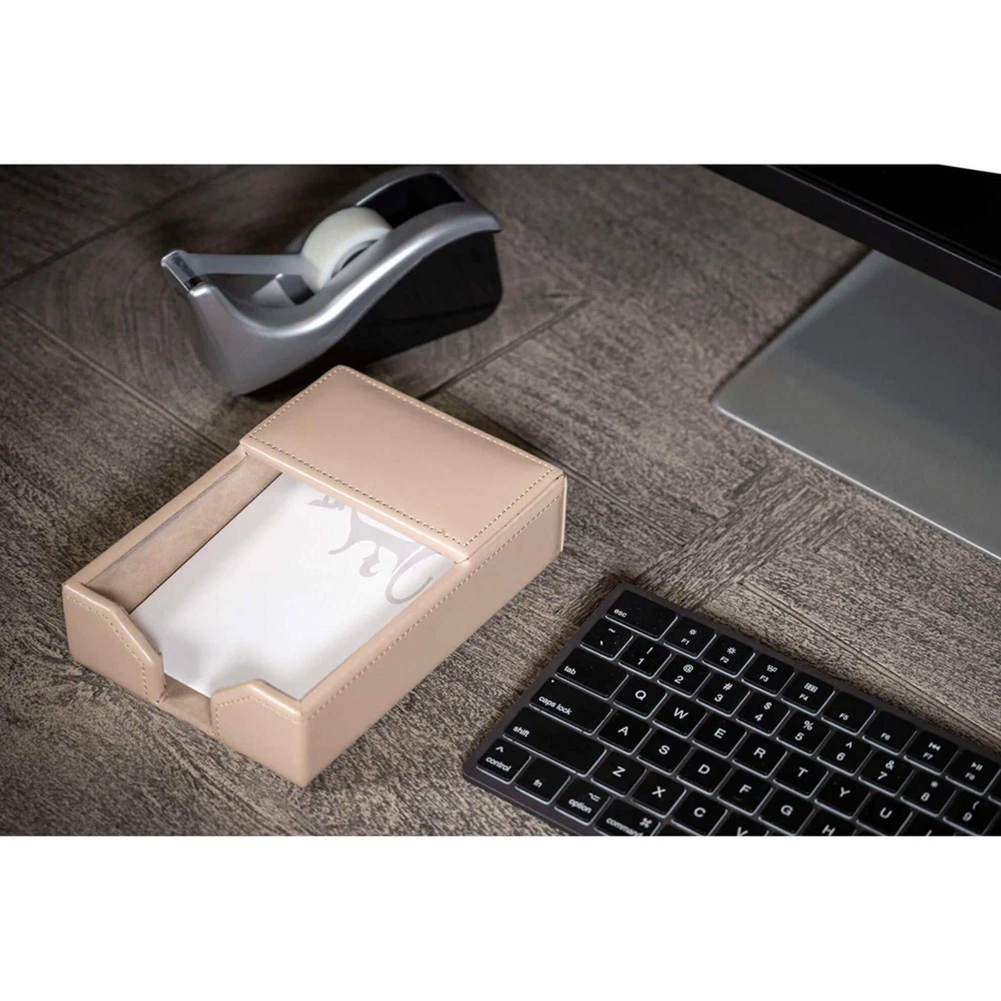 White Latte Bonded Leather 9-Piece Desk Set