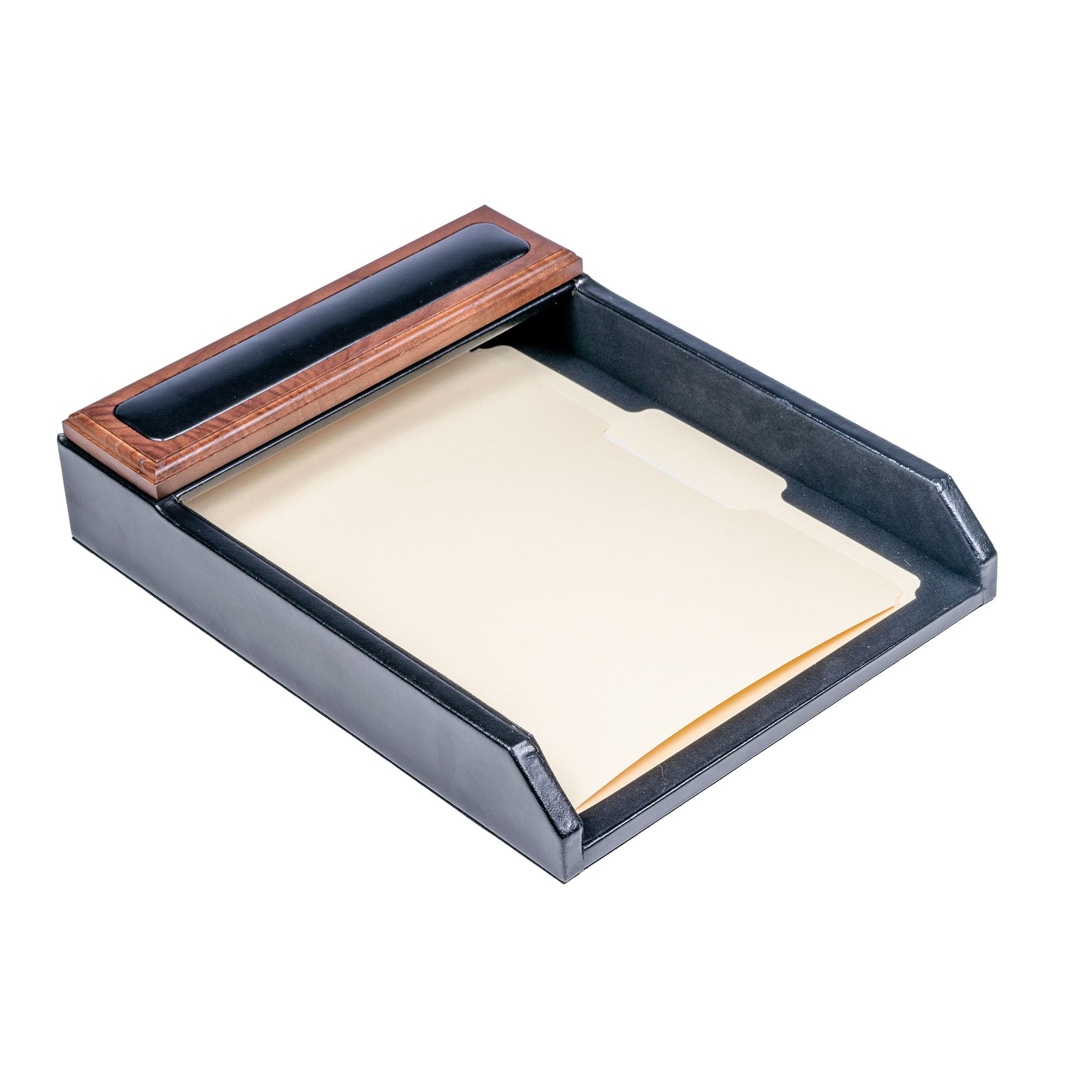 Walnut & Leather 7-Piece Desk Set with 25.5" x 17.25" Desk Pad