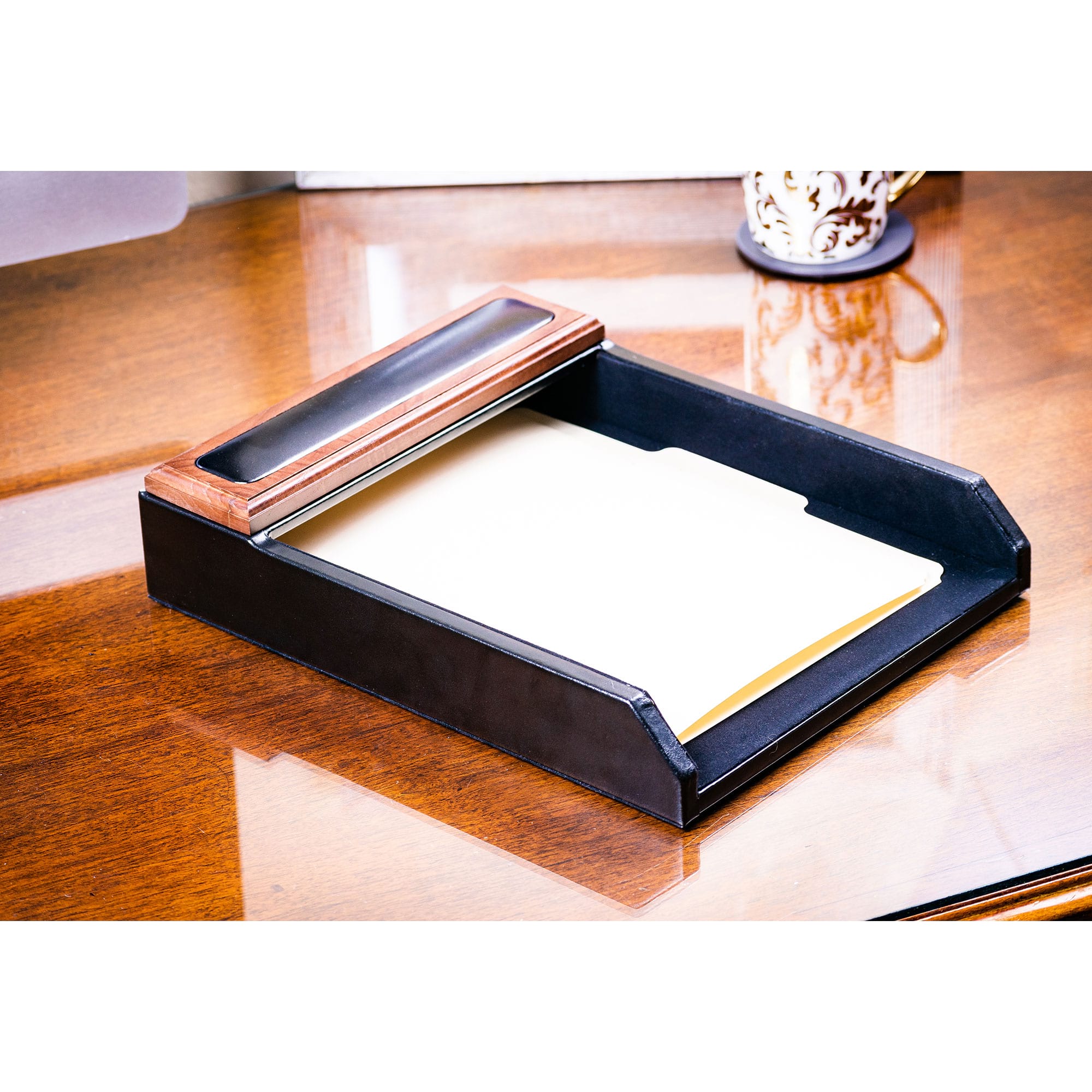 Walnut & Leather 8-Piece Desk Set