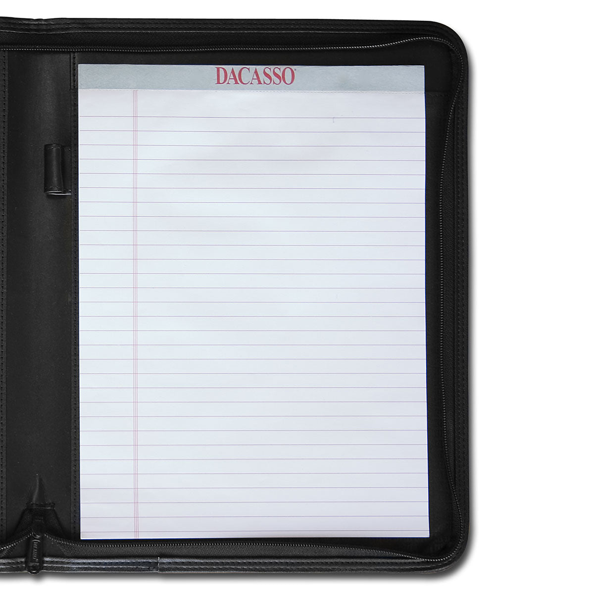 Classic Black Leather Deluxe Letter-Size Zip-Around Portfolio