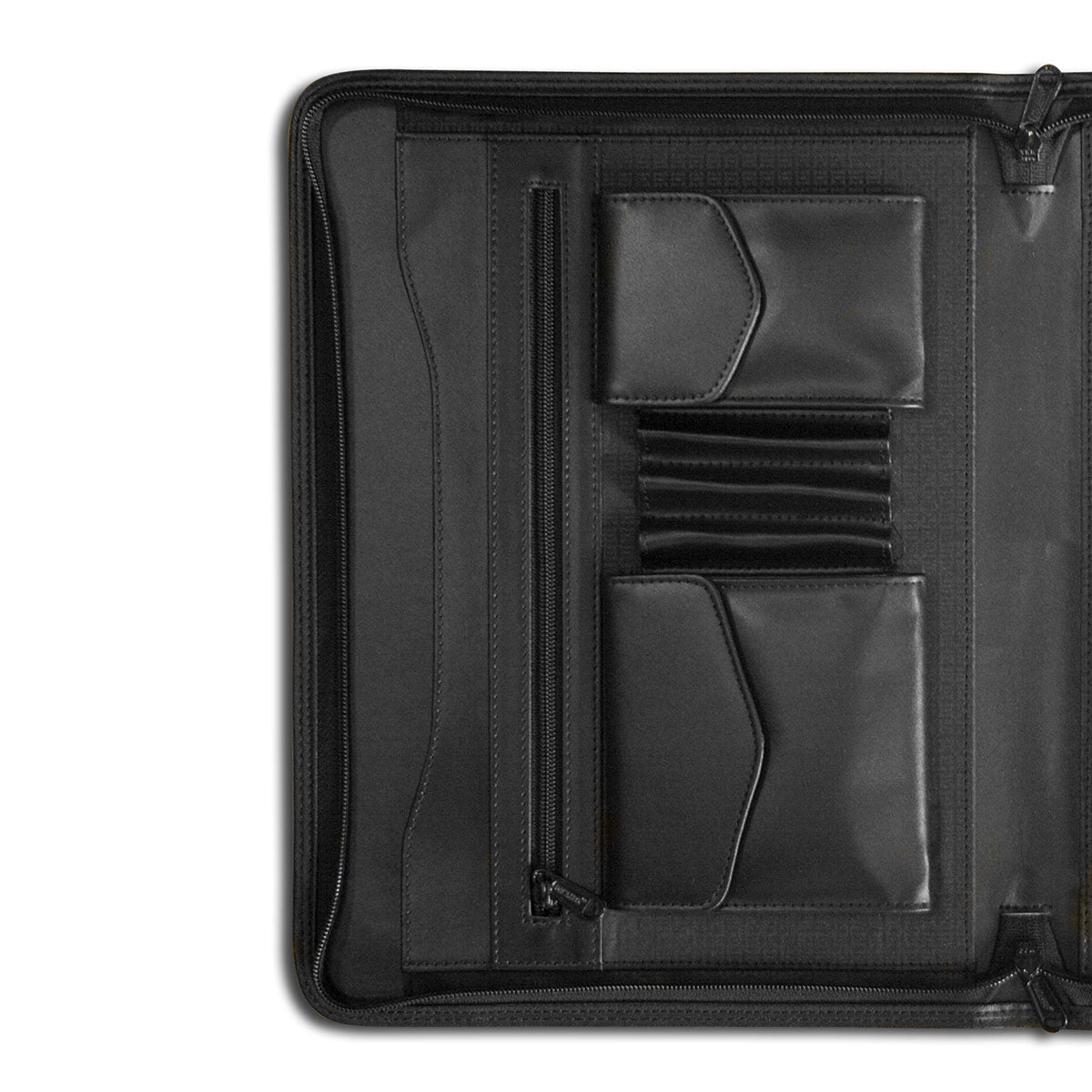Classic Black Leather Enhanced Zip-Around Portfolio