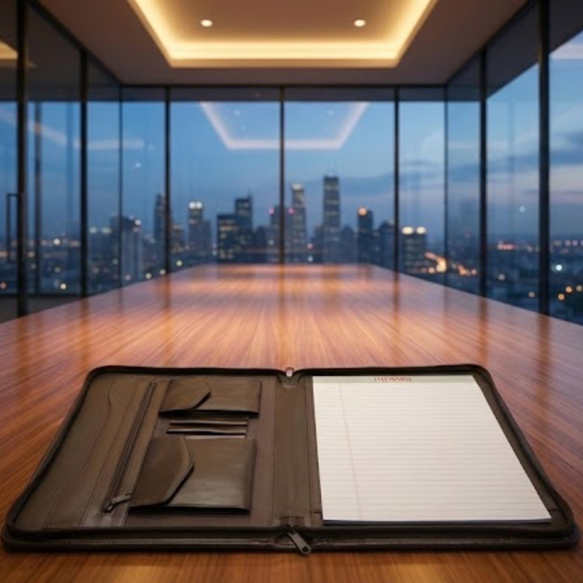 Classic Black Leather Enhanced Zip-Around Portfolio