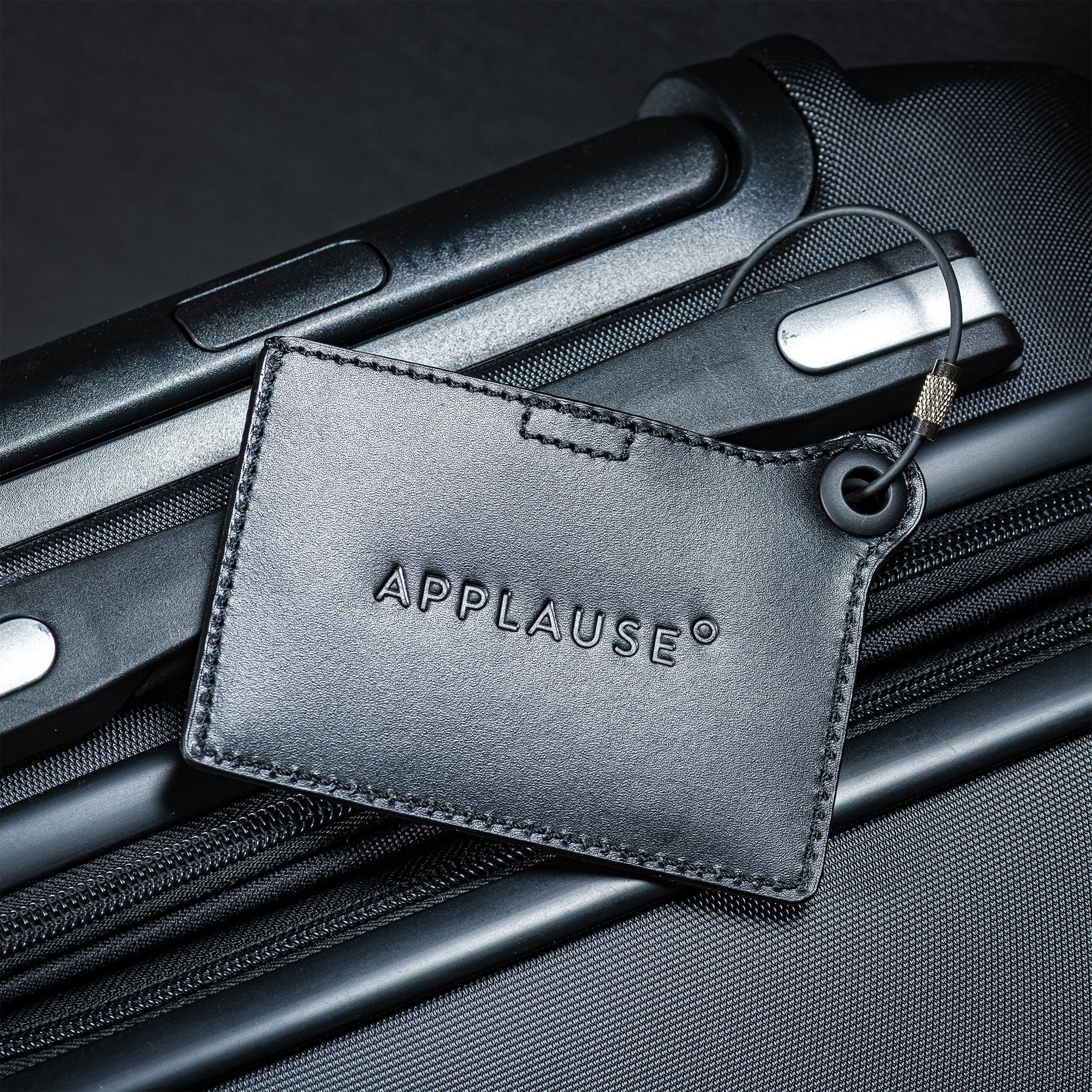 Travelers Envy Leather Luggage Tag with Metal Cable - Black