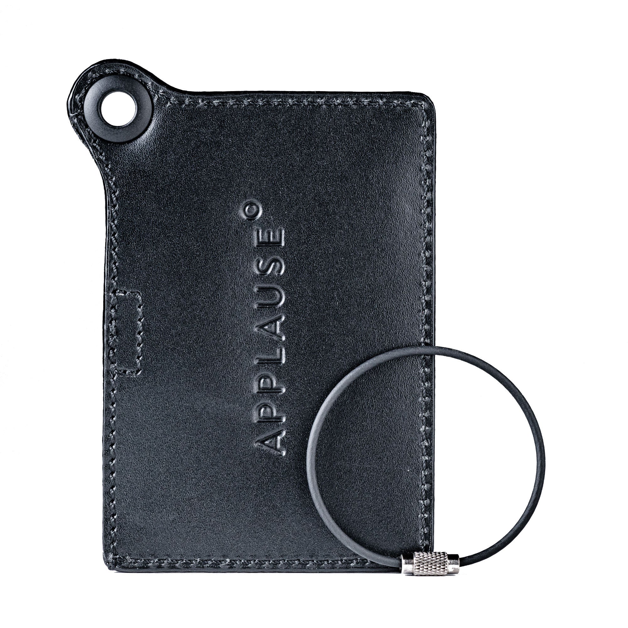 Travelers Envy Leather Luggage Tag with Metal Cable - Black