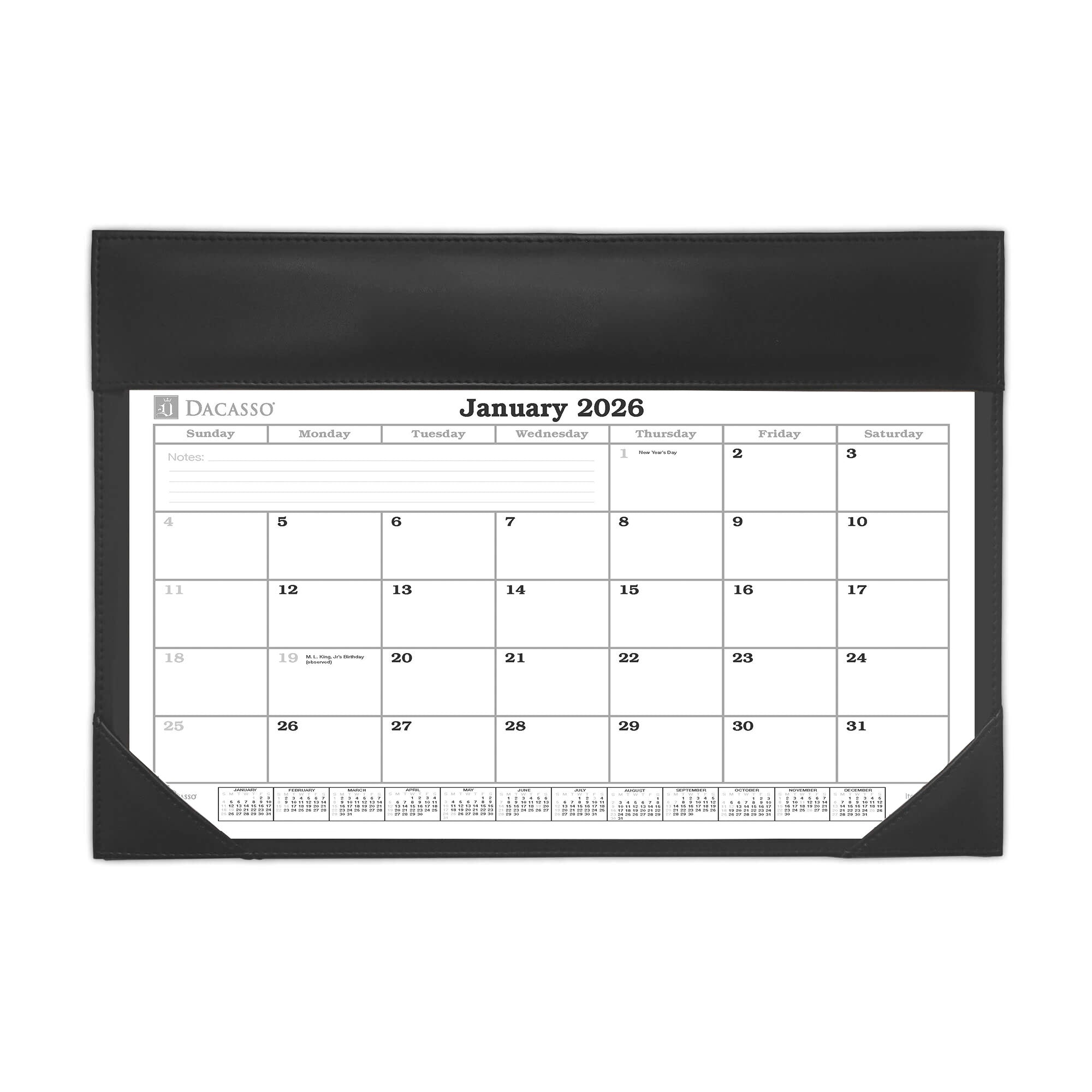Black Leather Wall Calendar w/ Insert