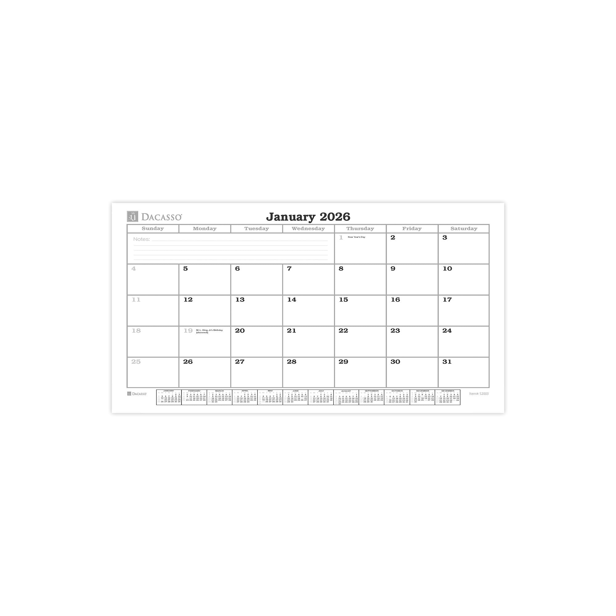 Black Leather Wall Calendar w/ Insert