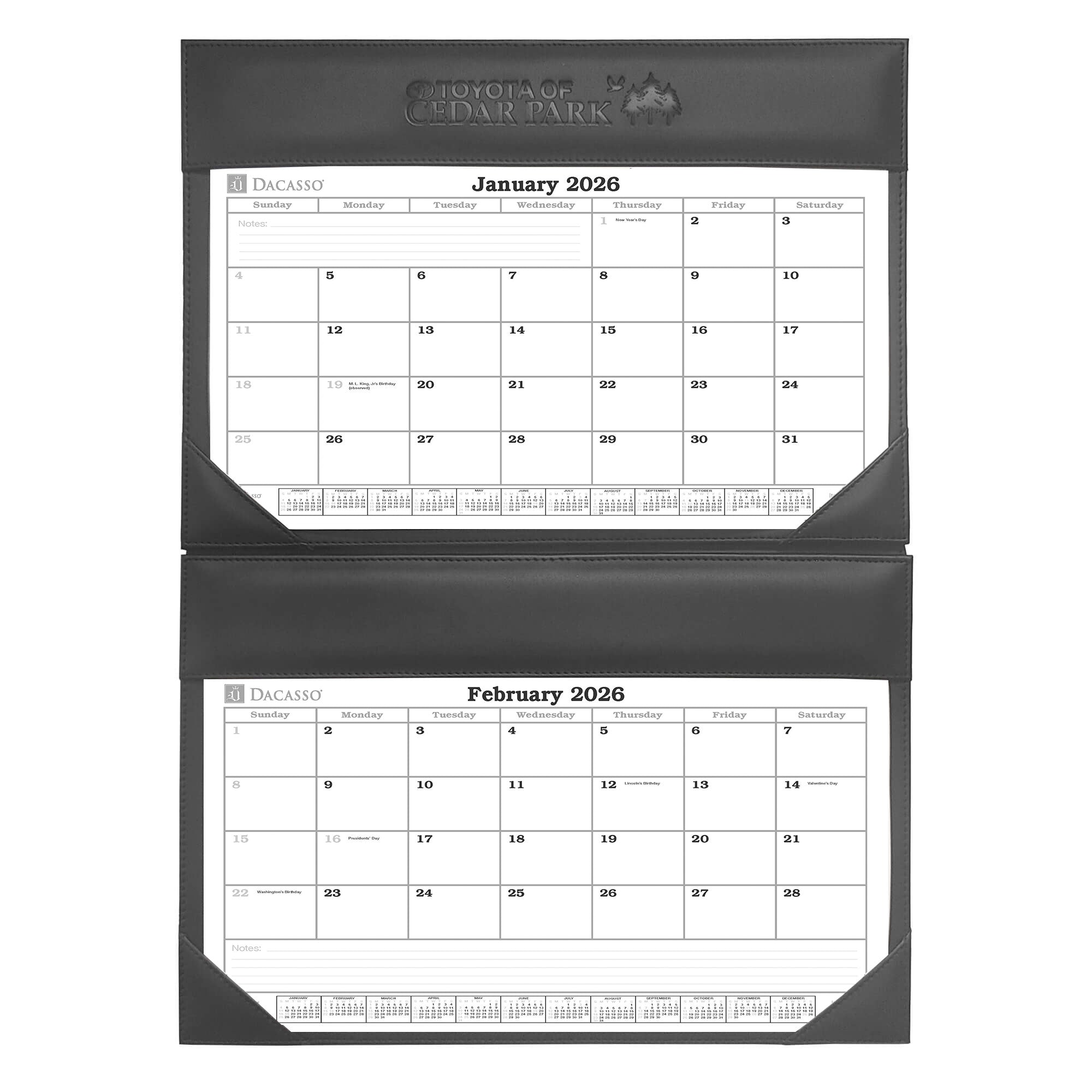 Black Leather Wall Calendar w/ Insert