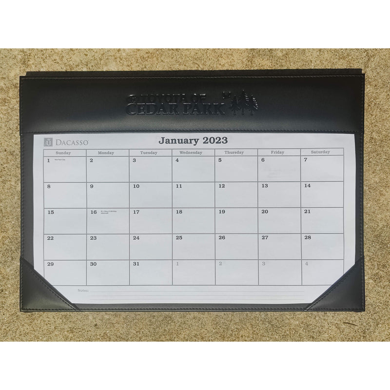 Black Leather Double Wall Calendar w/ 2024 Insert