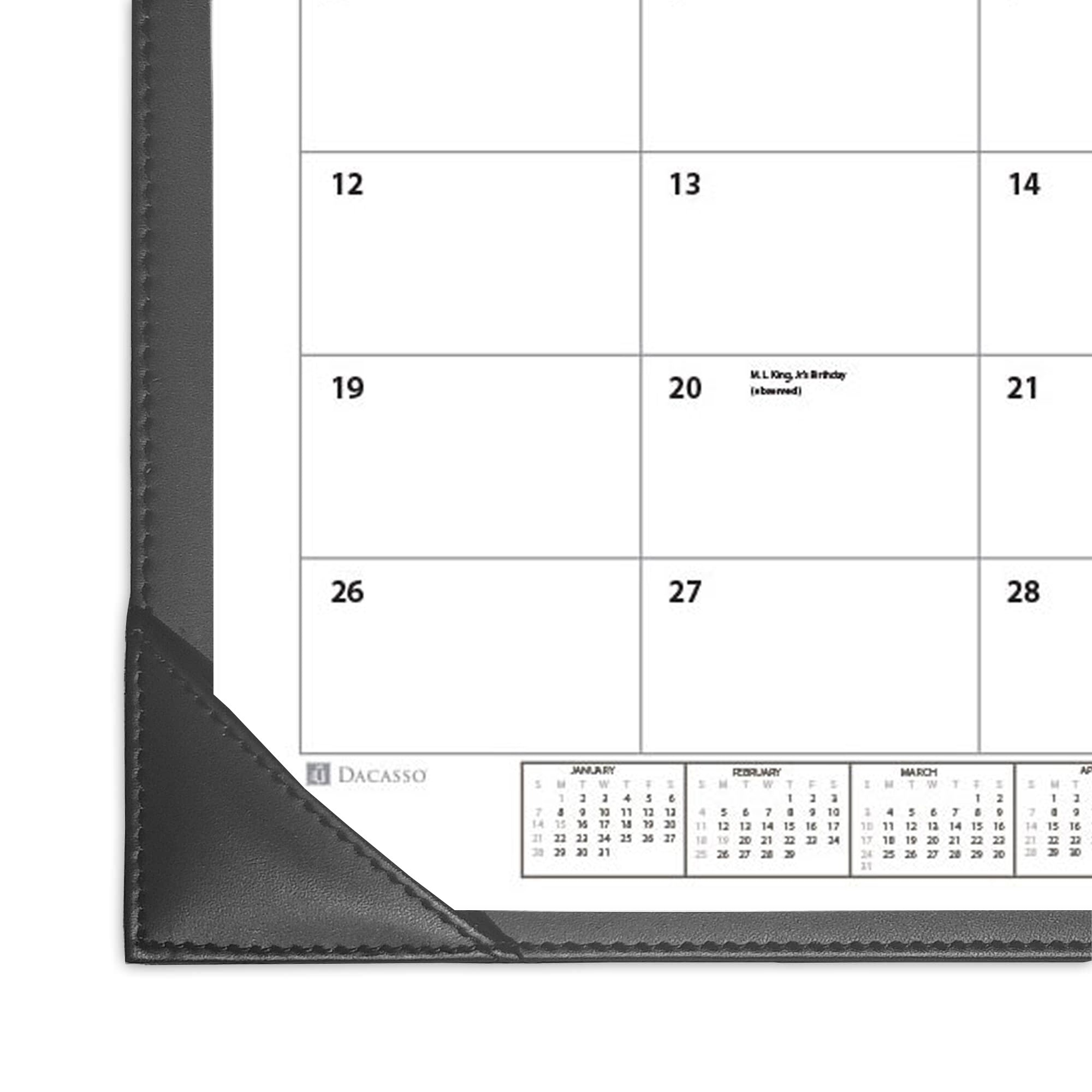 Black Leather Double Wall Calendar w/ Insert