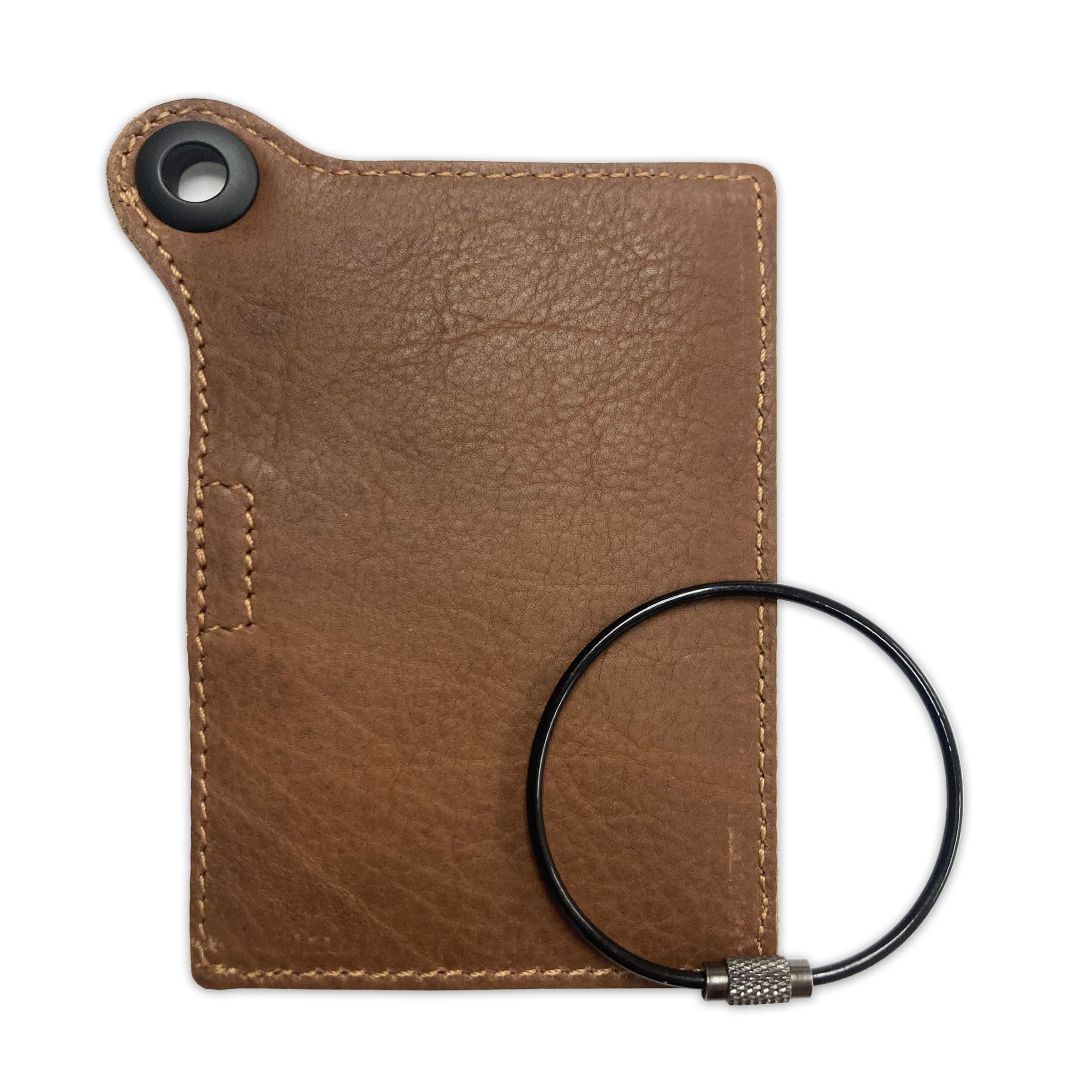 Travelers Envy Leather Luggage Tag with Metal Cable - Angus Beef Brown