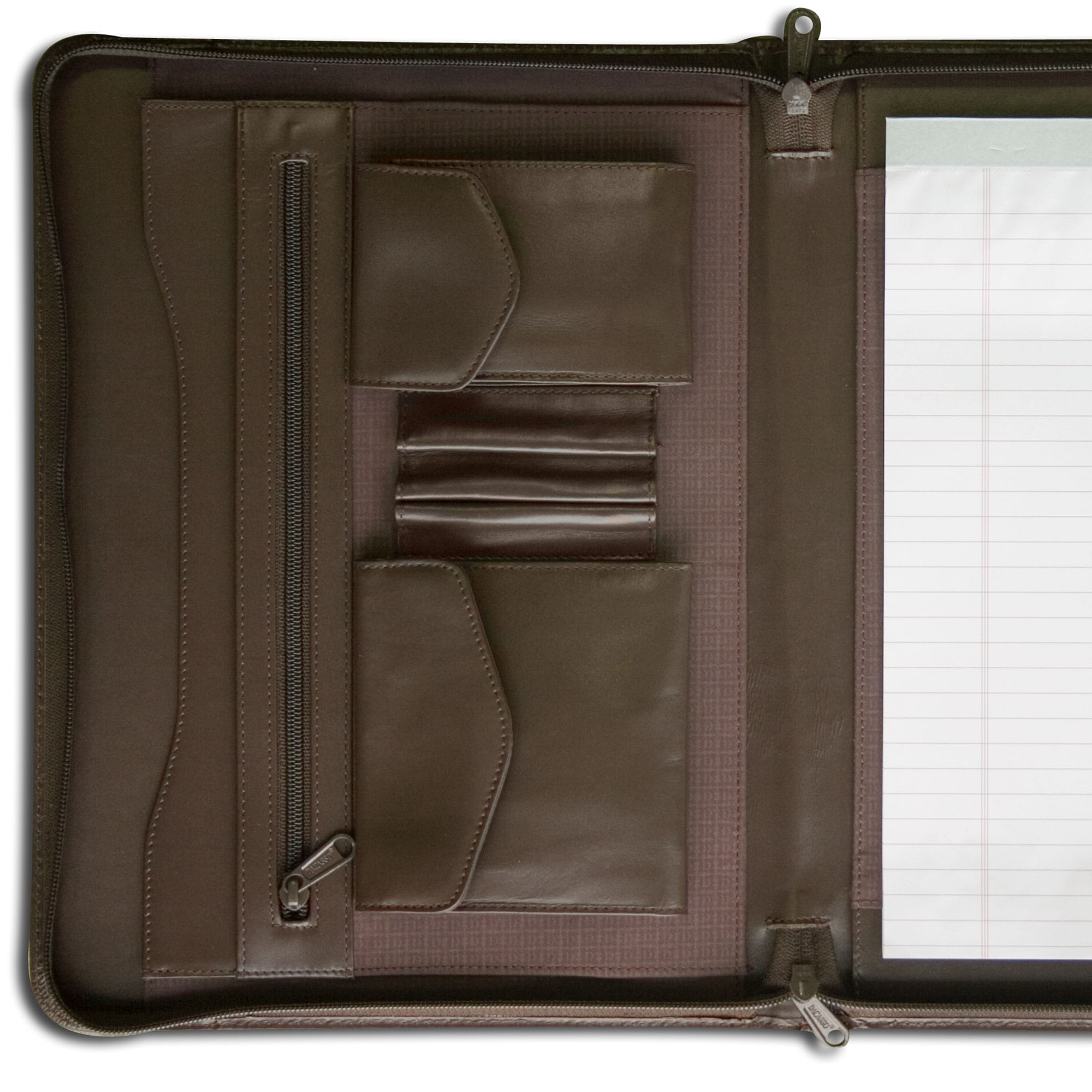 Chocolate Brown Leather Enhanced Zip-Around Portfolio