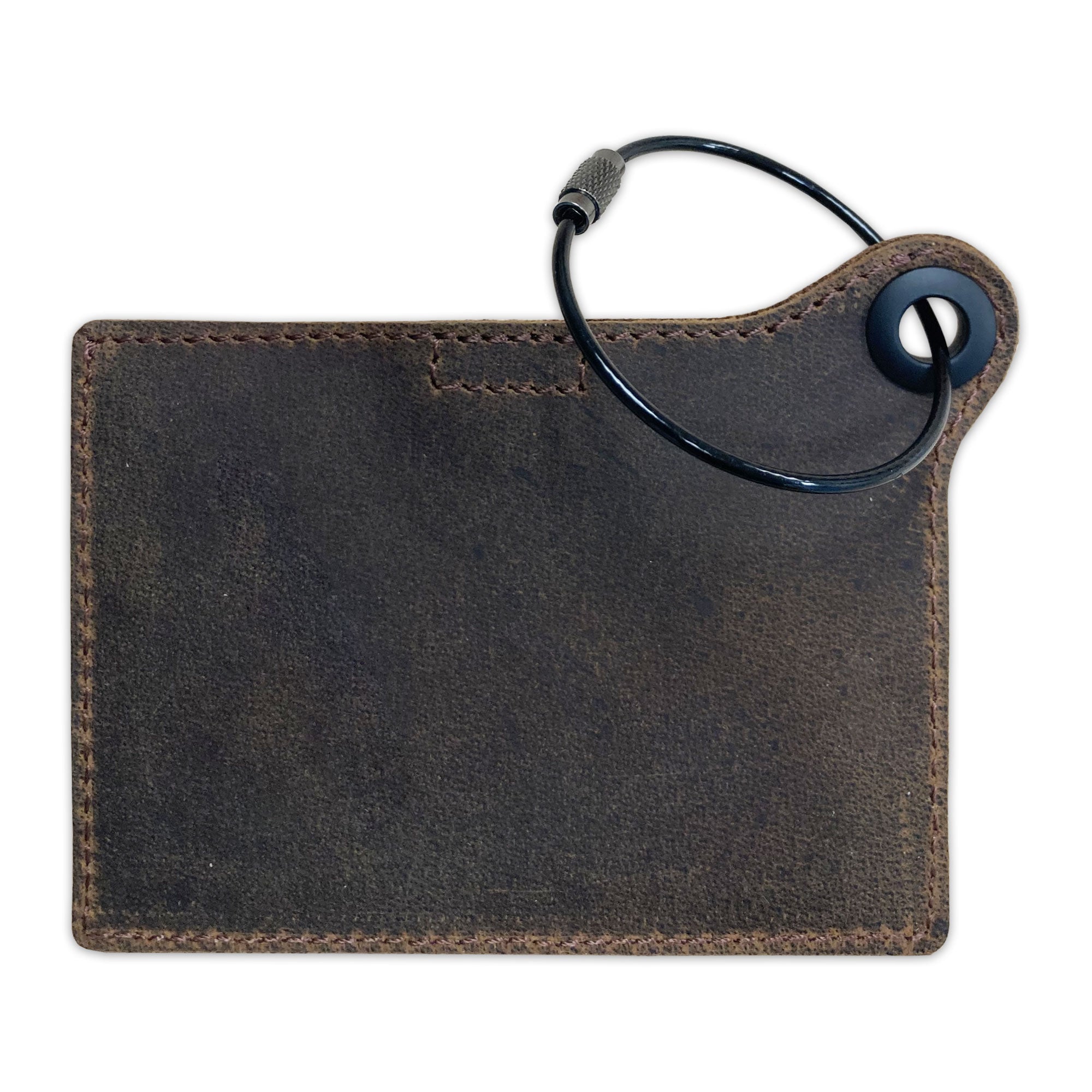 Travelers Envy Leather Luggage Tag with Metal Cable - Bomber Brown