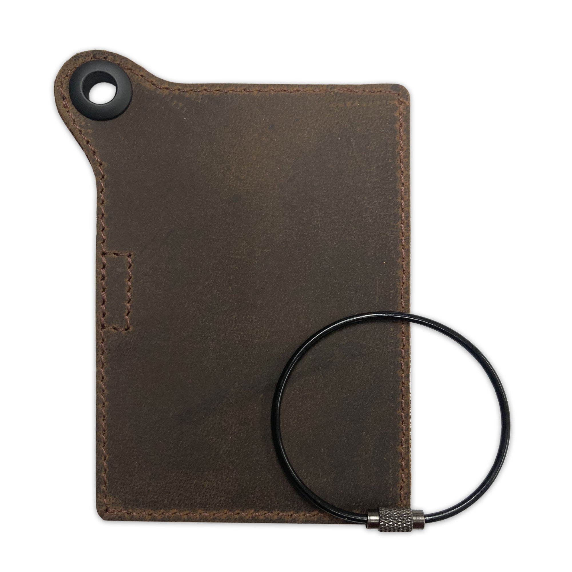 Travelers Envy Leather Luggage Tag with Metal Cable - Bomber Brown