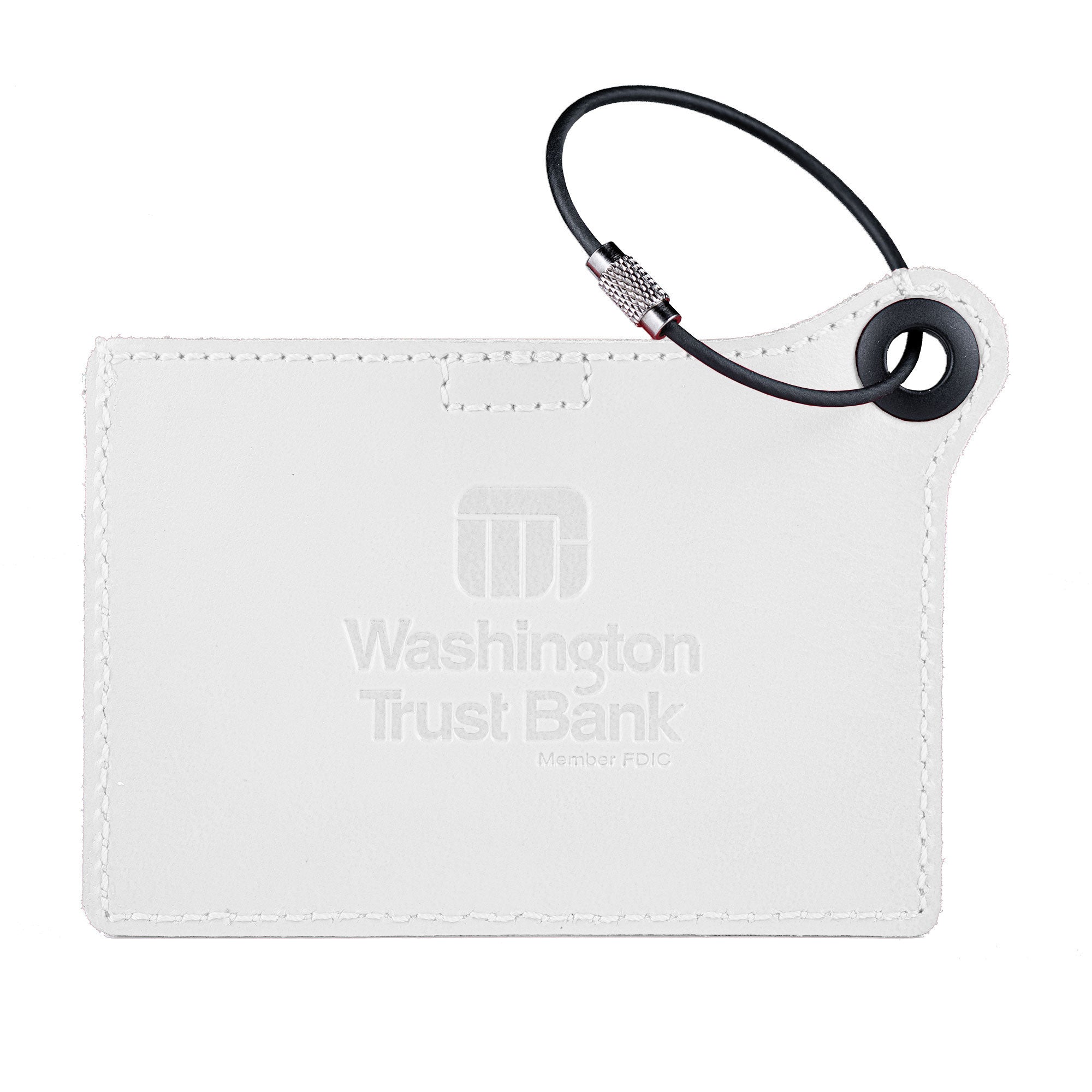 Travelers Envy Leather Luggage Tag with Metal Cable - White