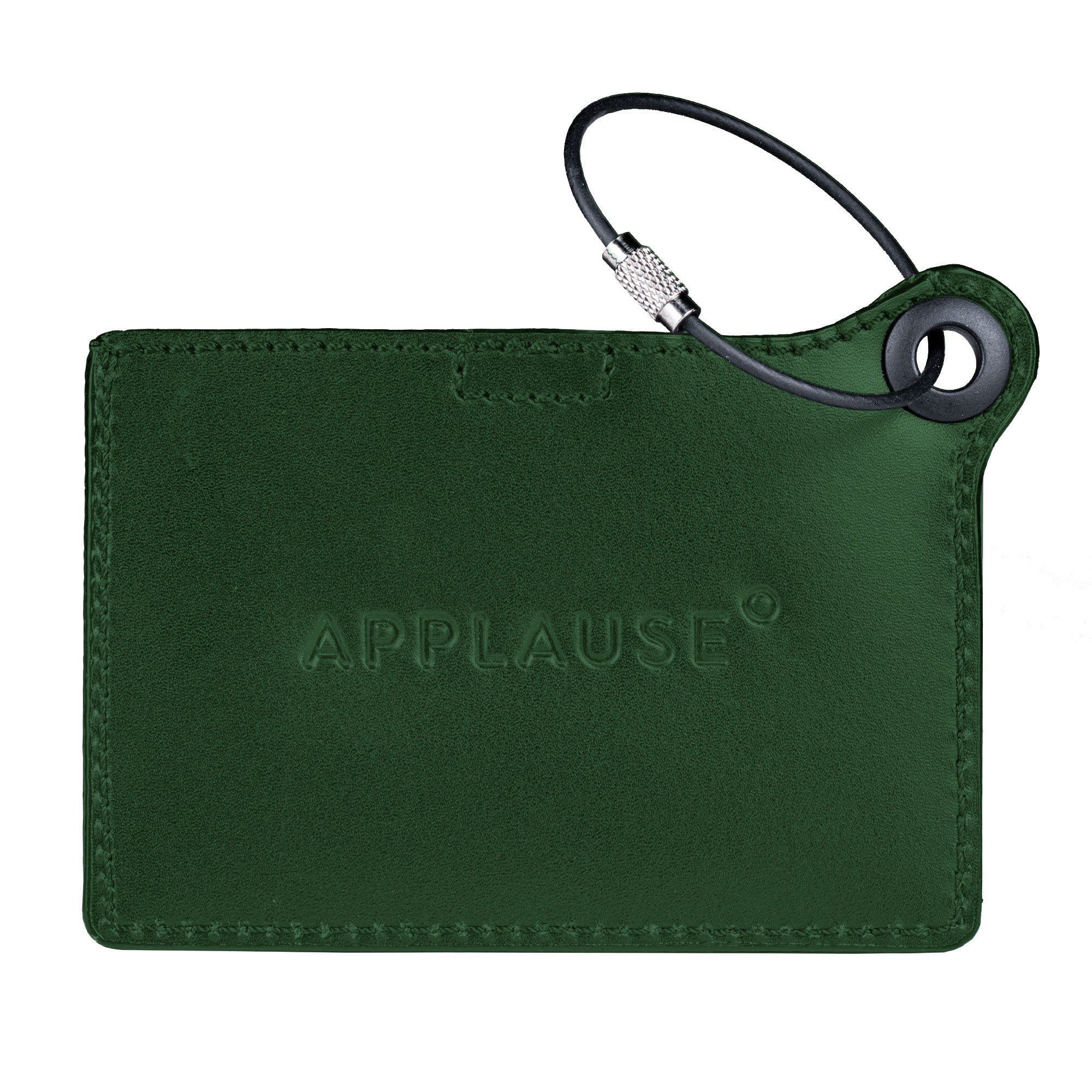 Travelers Envy Leather Luggage Tag with Metal Cable - Dark Green