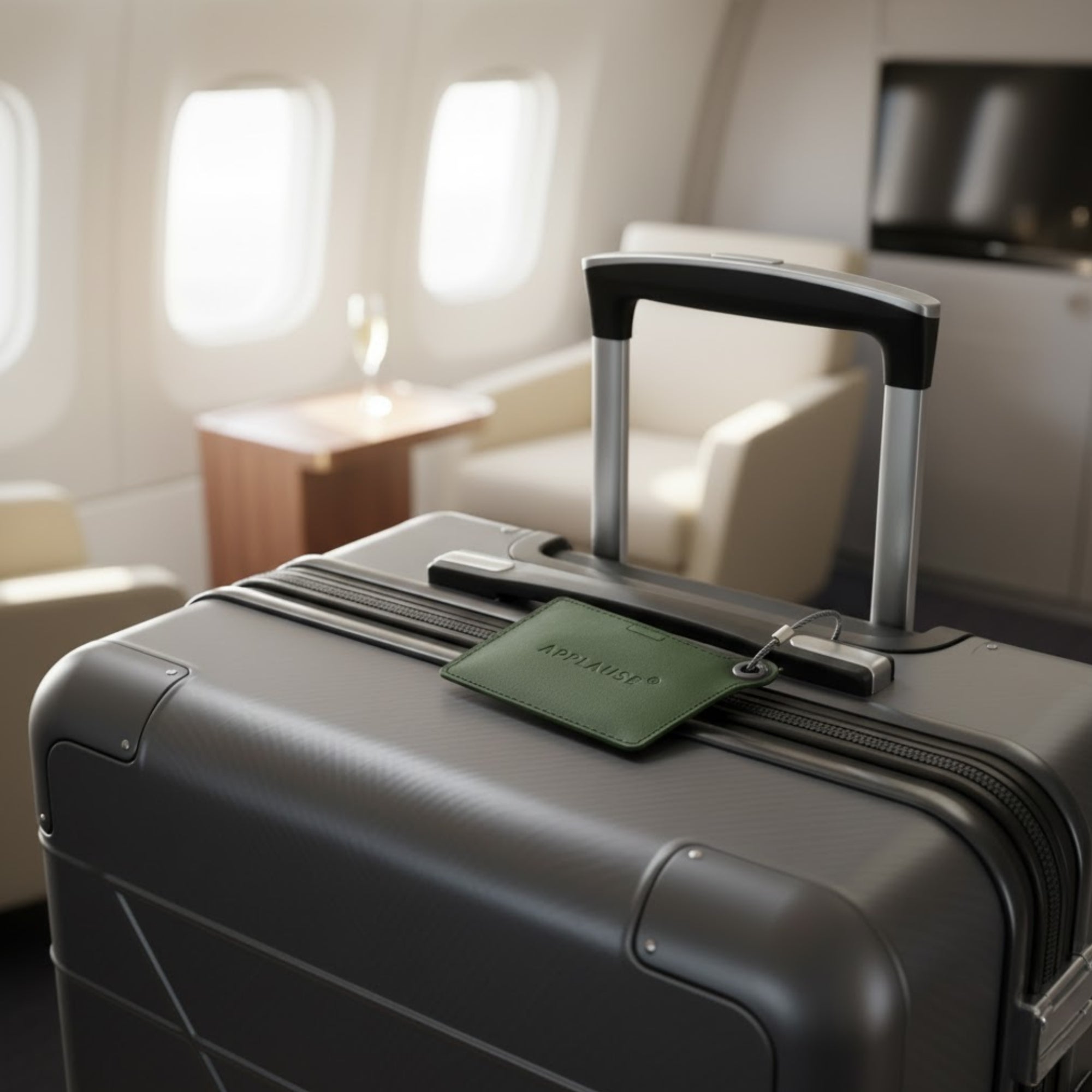 Travelers Envy Leather Luggage Tag with Metal Cable - Dark Green