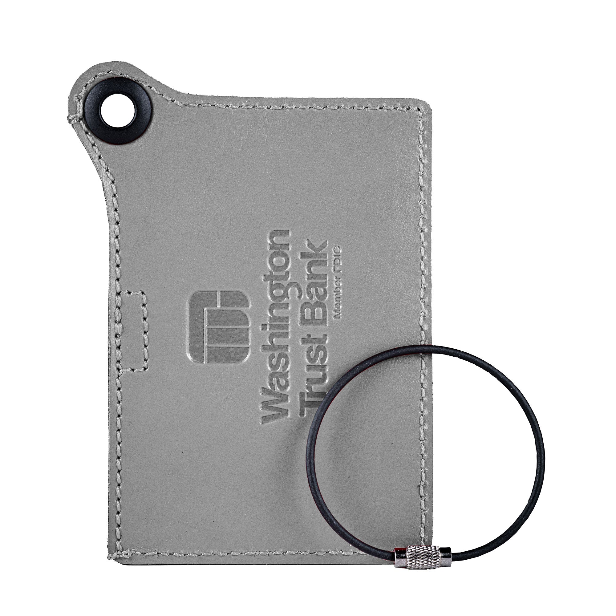 Travelers Envy Leather Luggage Tag with Metal Cable - Gray