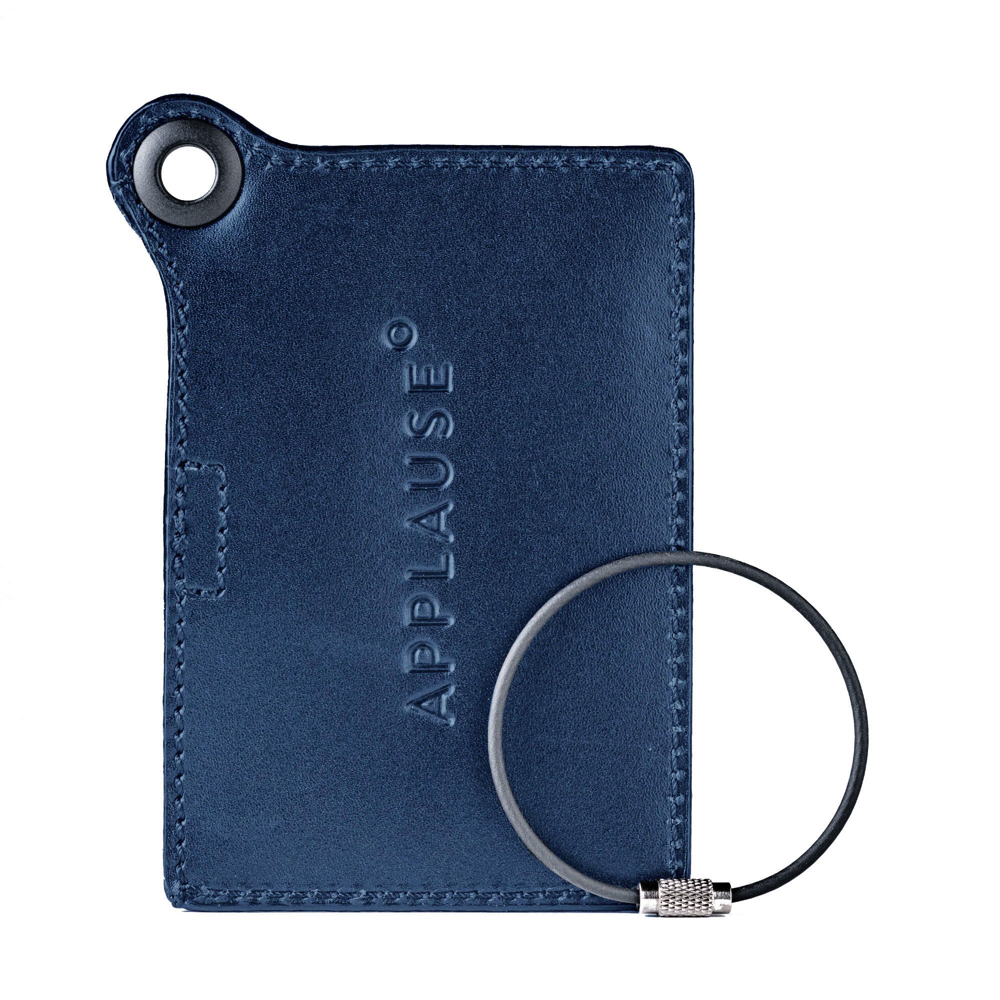 Travelers Envy Leather Luggage Tag with Metal Cable - Navy Blue