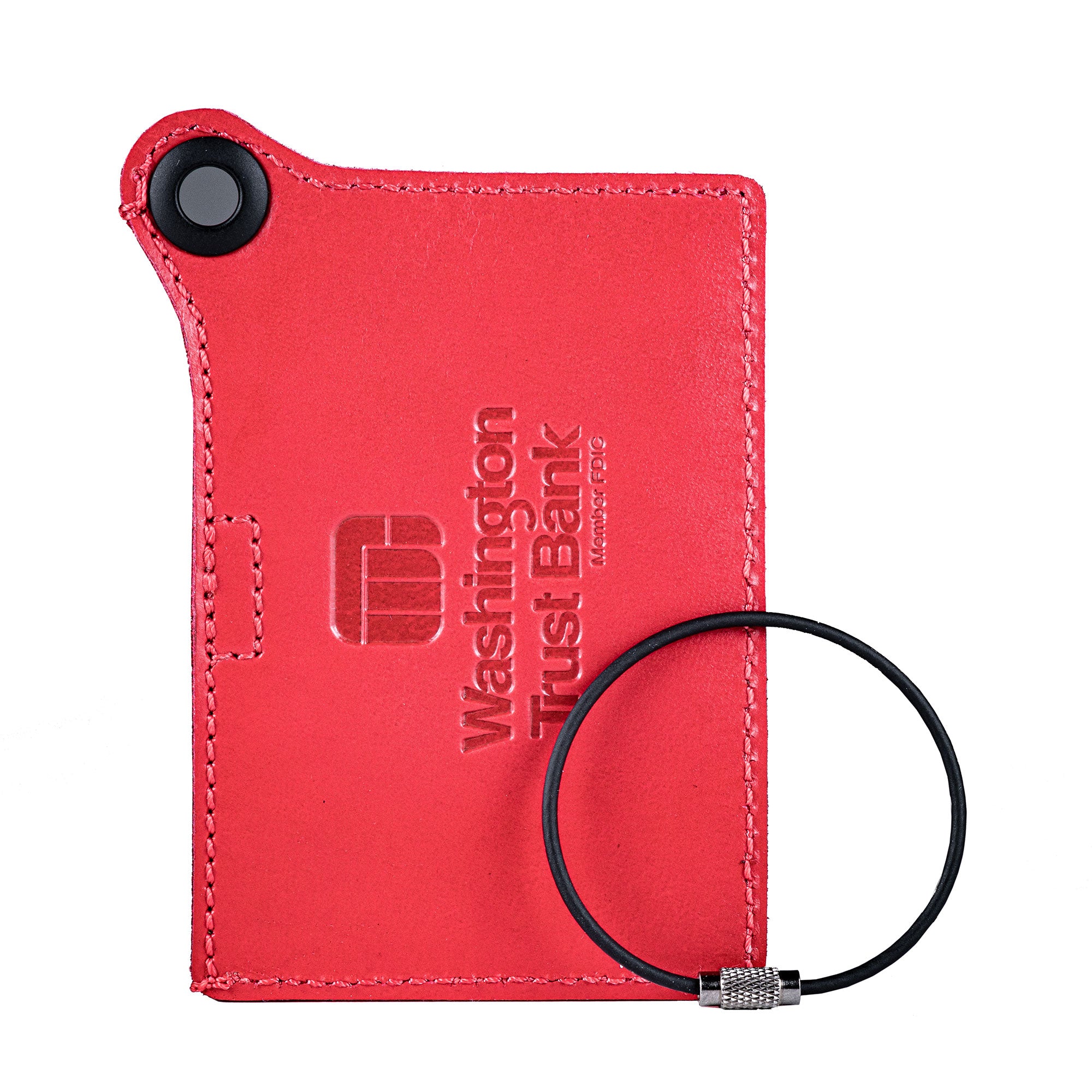 Travelers Envy Leather Luggage Tag with Metal Cable - Red