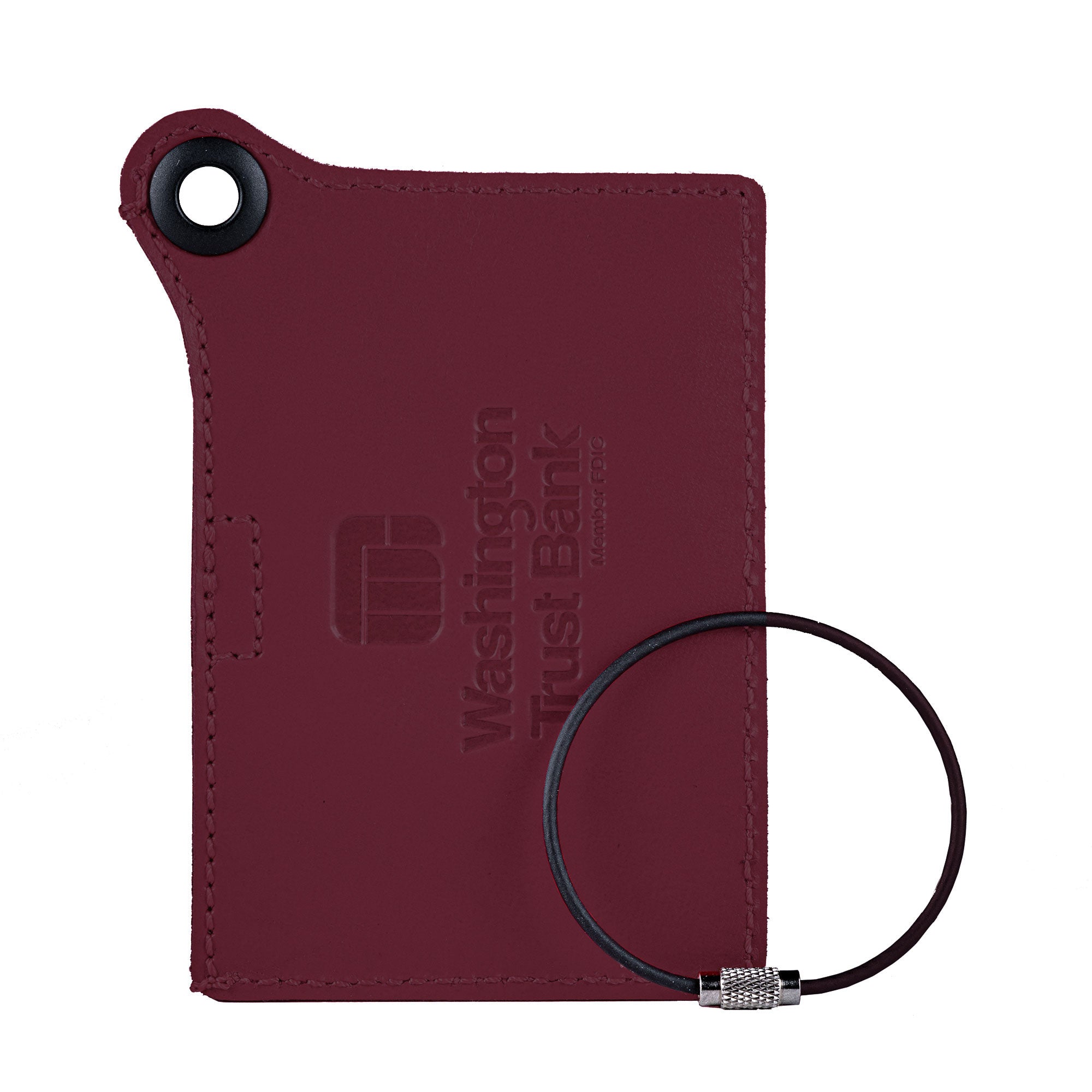 Travelers Envy Leather Luggage Tag with Metal Cable - Burgundy