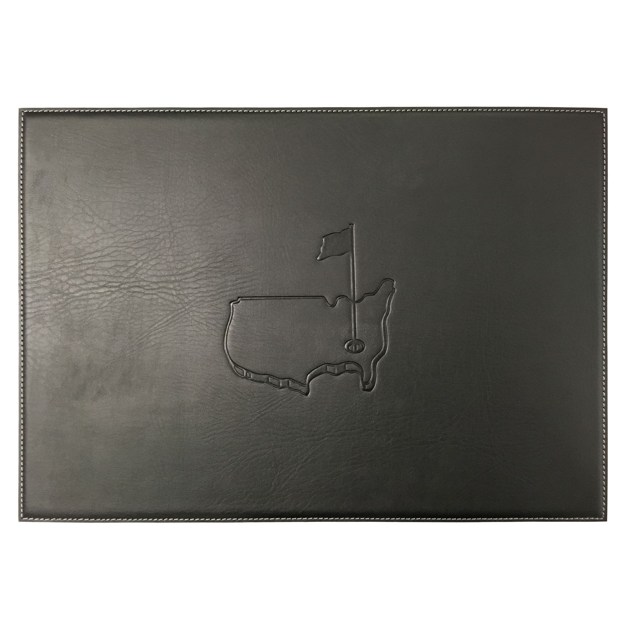 Black 17" x 12" Leatherette Square Corner Placemat w/ White Stitching