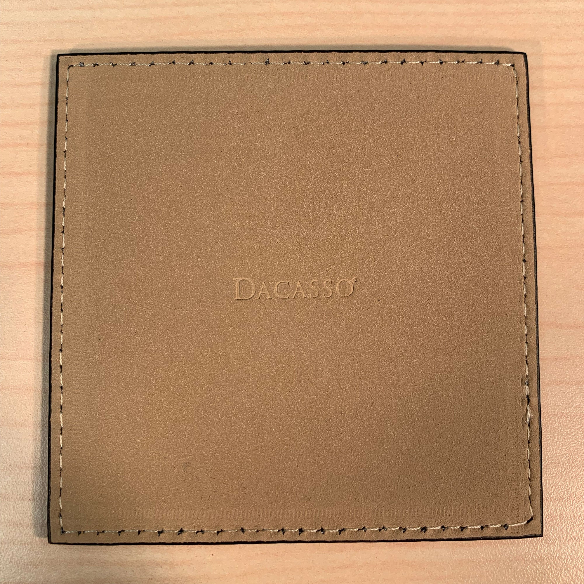 Black Leatherette Low Profile Coaster w/ White Stitching
