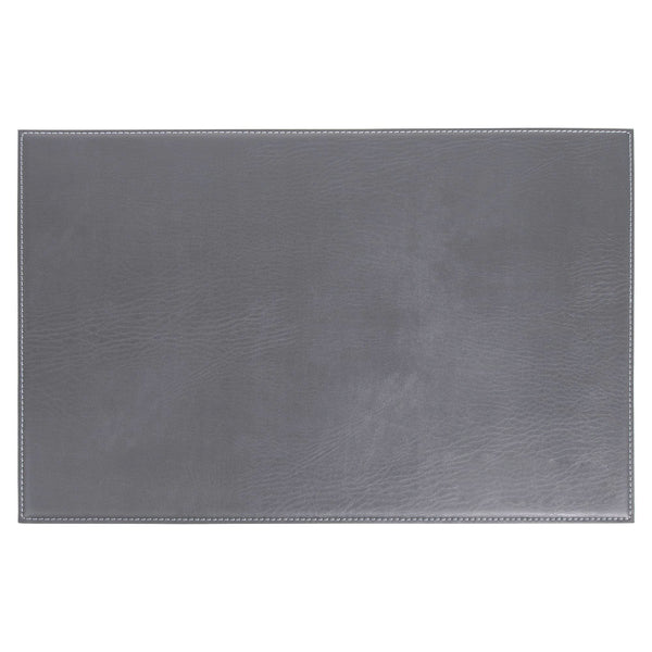 Gray 17" x 12" Leatherette Square Corner Placemat w/ White Stitching