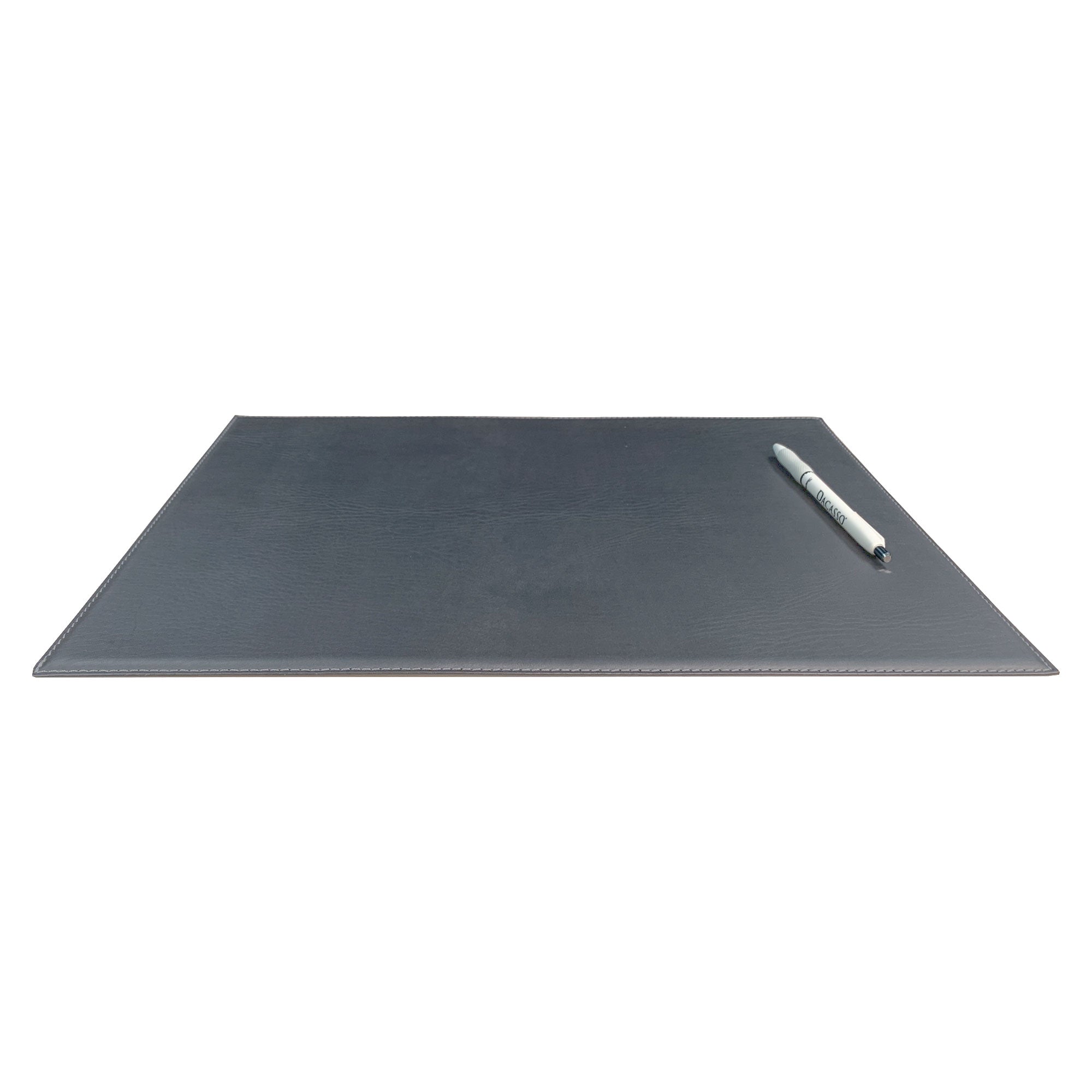 Gray 17" x 12" Leatherette Square Corner Placemat w/ White Stitching