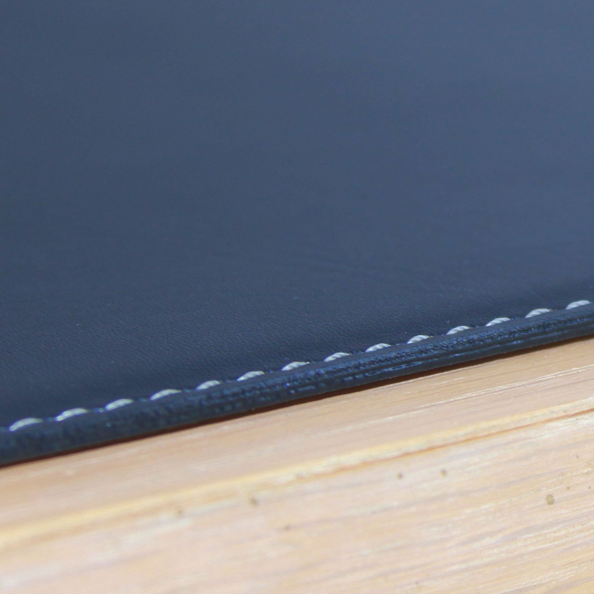 Navy Blue 17" x 12" Leatherette Square Corner Placemat w/ White Stitching