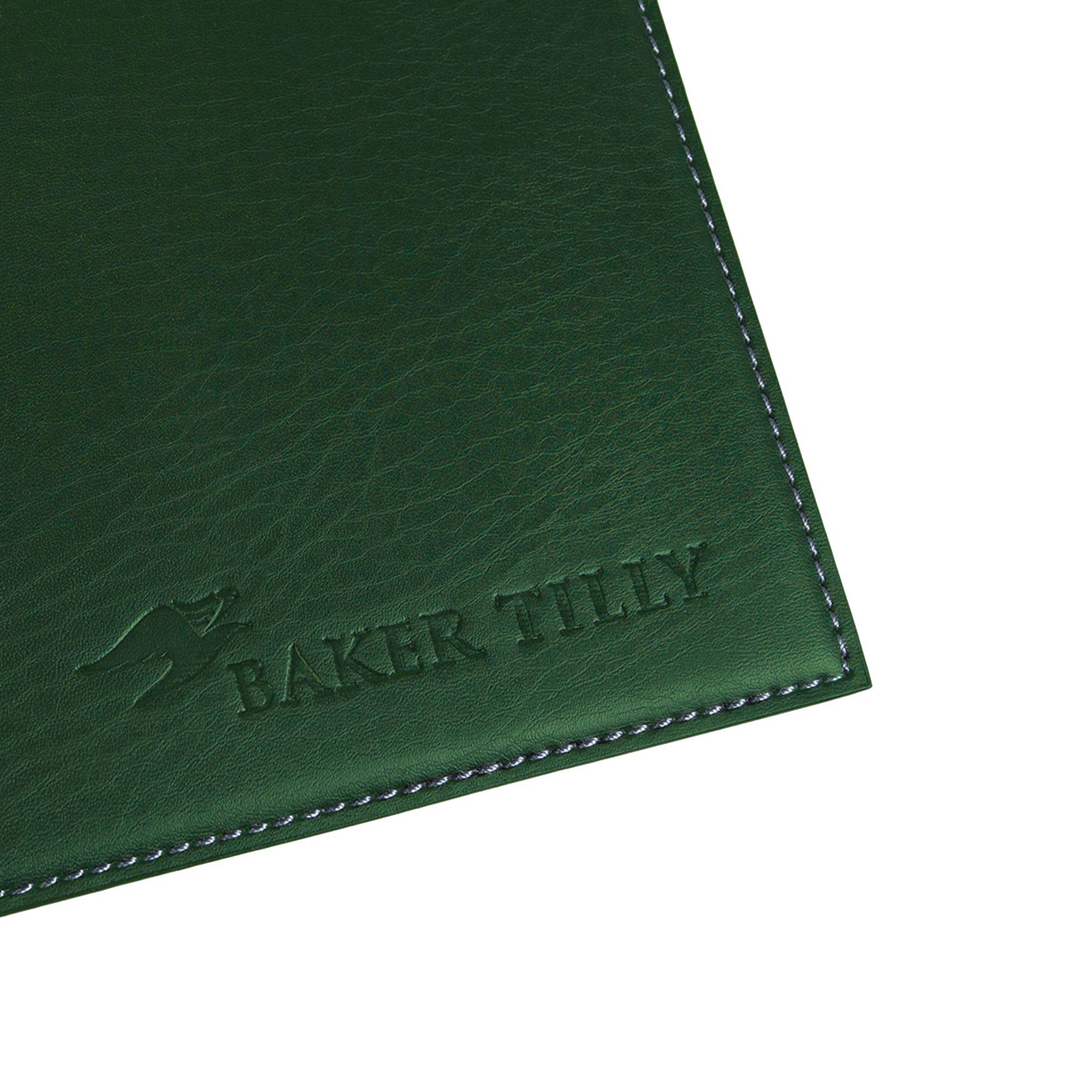 Dark Green 17 x 12 Leatherette Square Corner Placemat w/ White Stitching