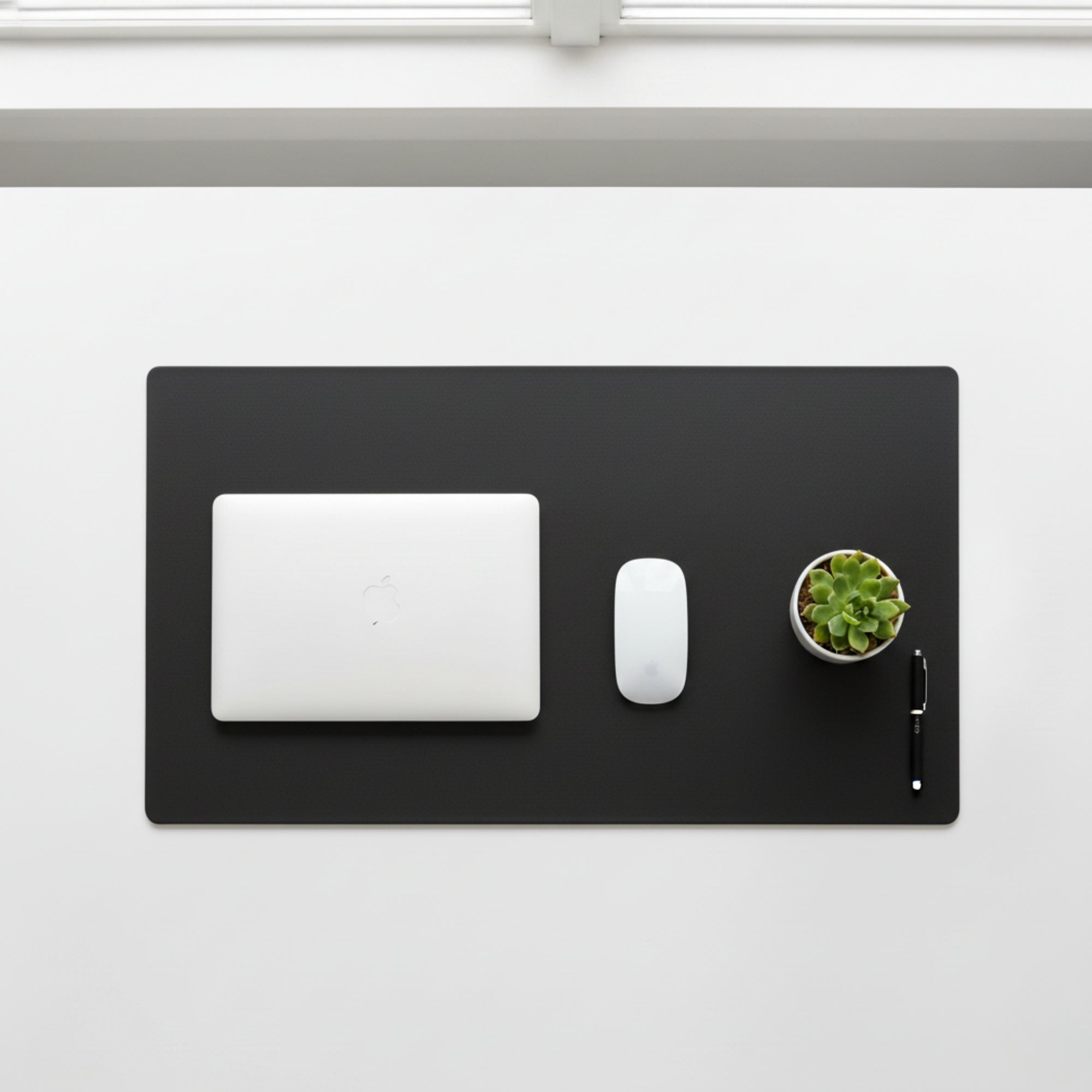 Black Leather 38" x 24" Desk Mat without Rails
