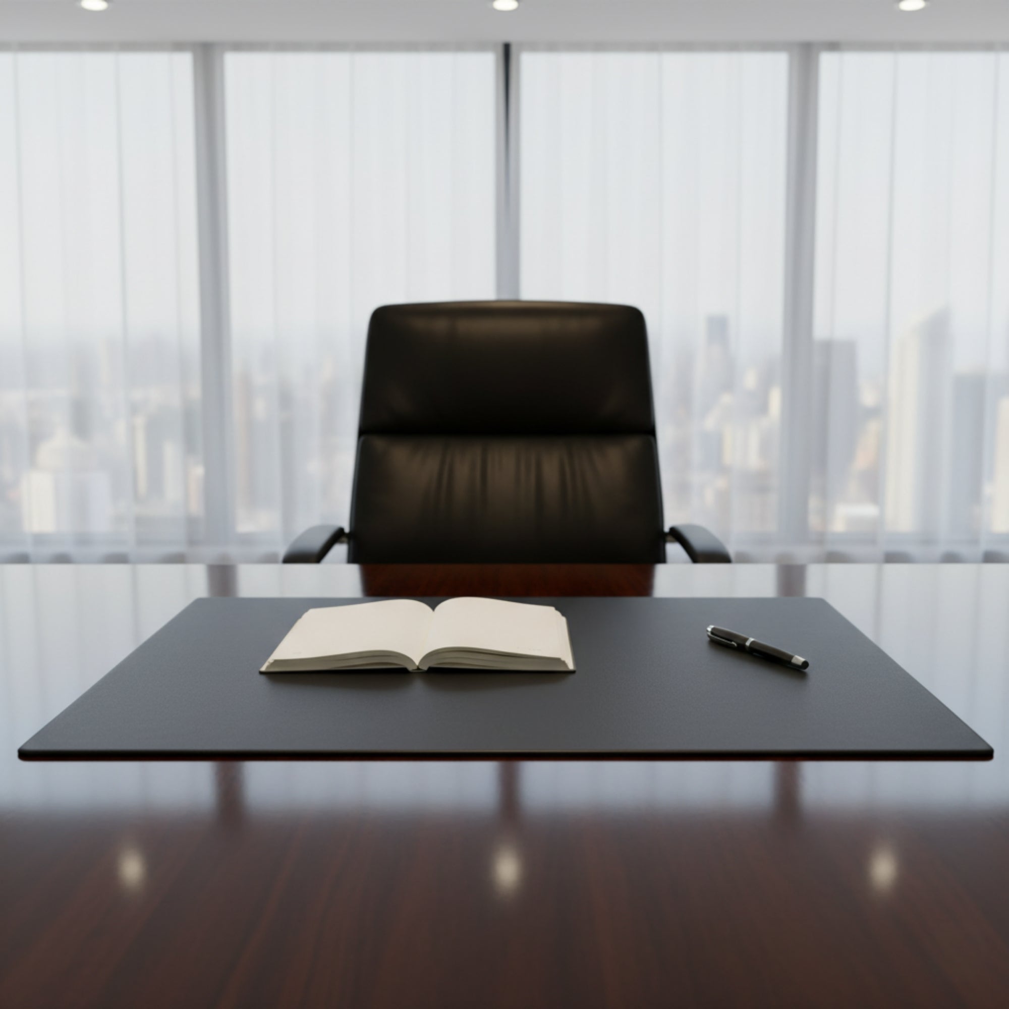 Black Leather 38" x 24" Desk Mat without Rails