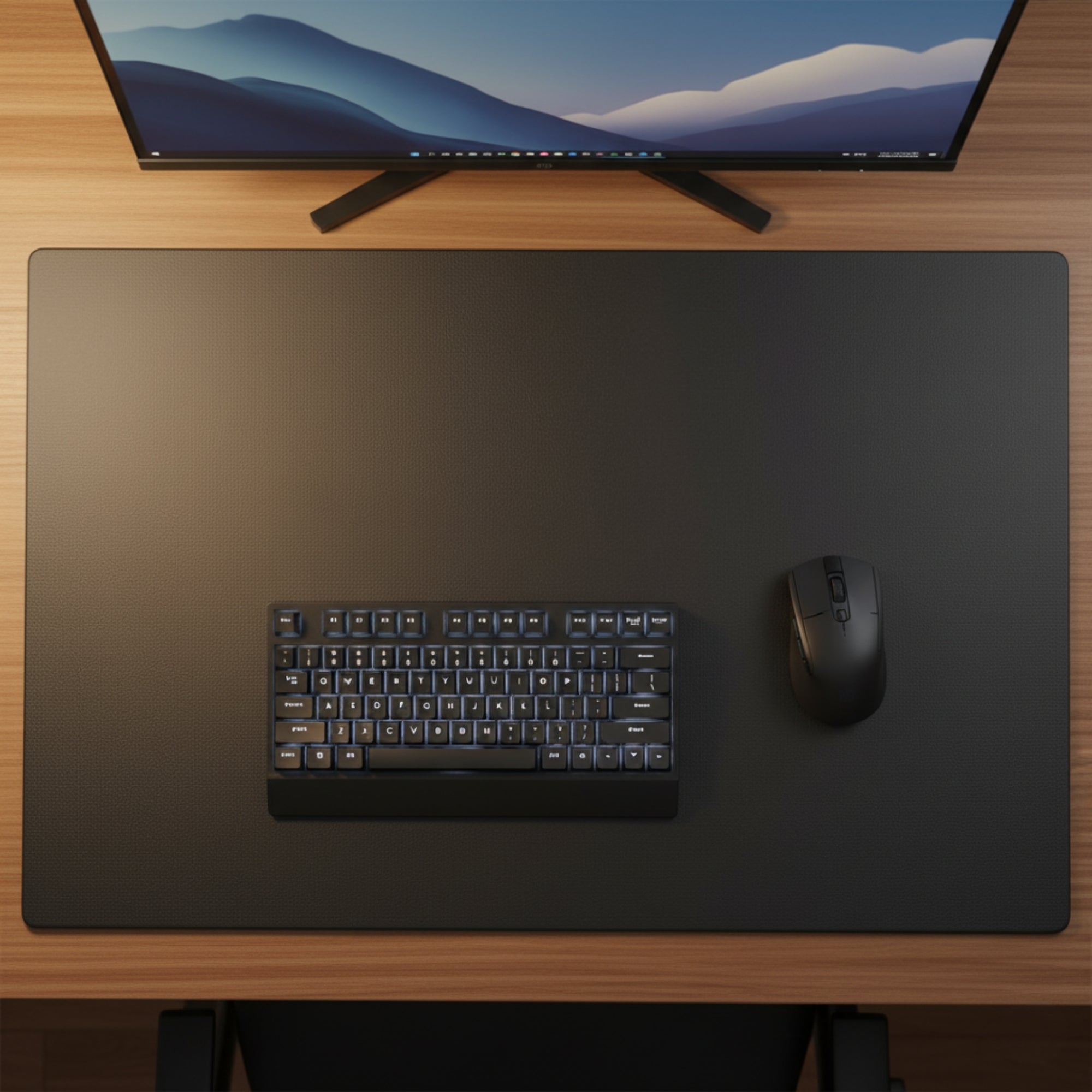 Black Leather 38" x 24" Desk Mat without Rails