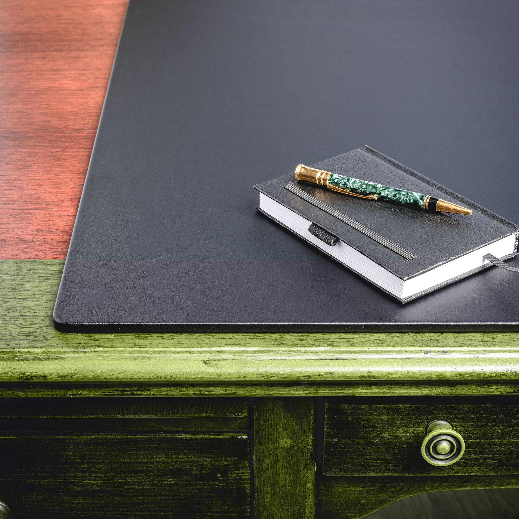 Black Leather 38" x 24" Desk Mat without Rails