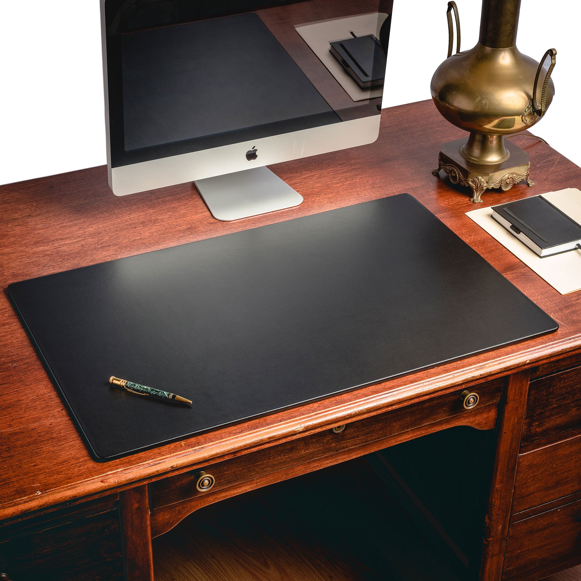 Black Leather 34" x 20" Desk Mat without Rails