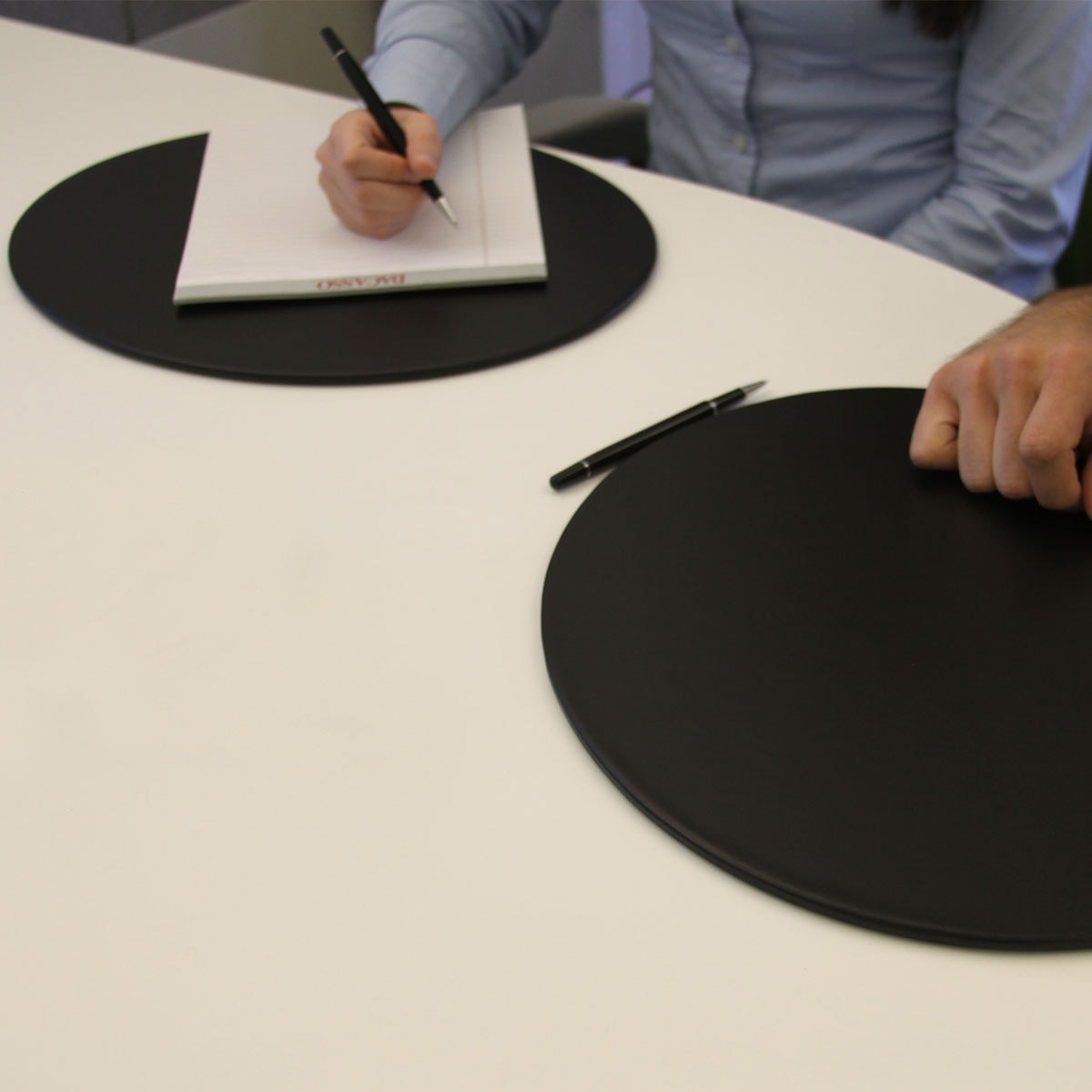 Classic Black Leather 17" x 14" Oval Conference Pad