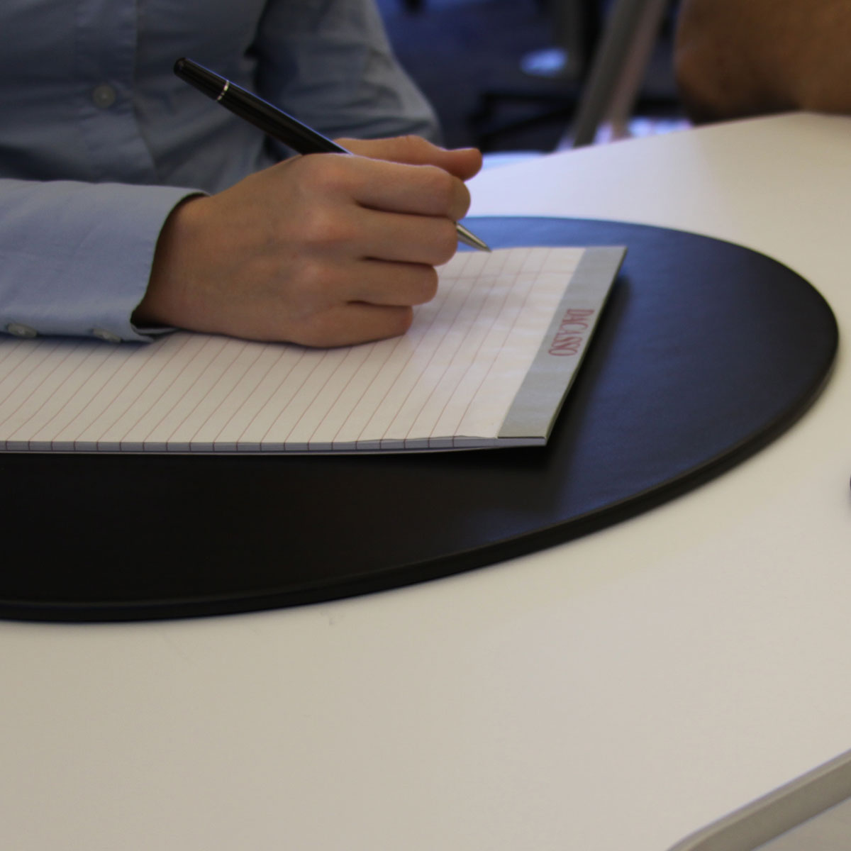 Classic Black Leather 17" x 14" Oval Conference Pad