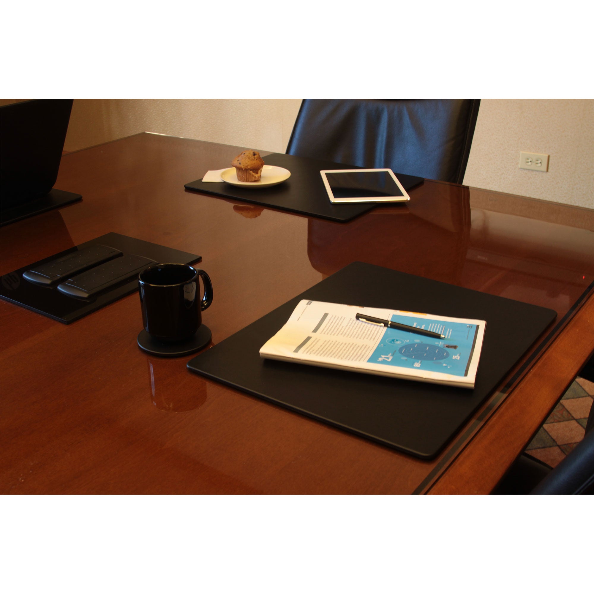 Black Leatherette 17 x 14 Conference Table Pad