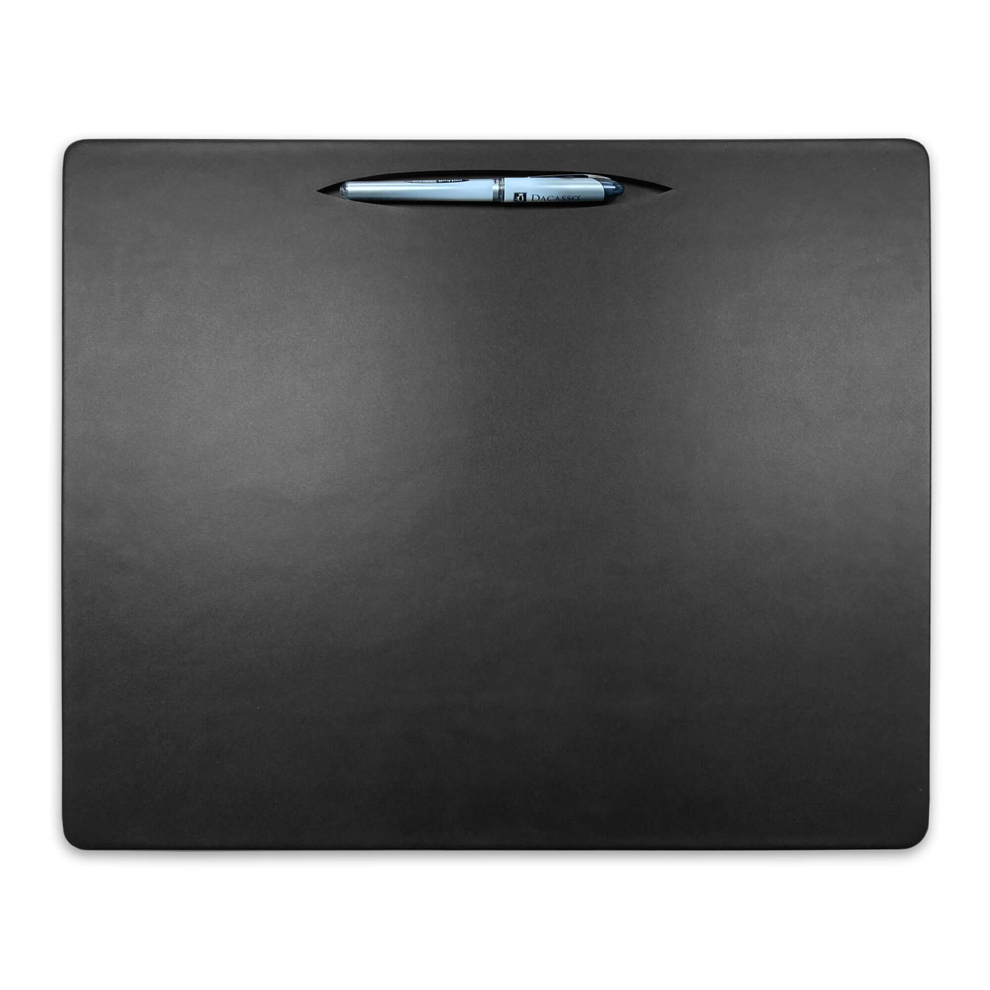 Classic Black Leather Conference Table Pad with Pen Well, 17 x 14