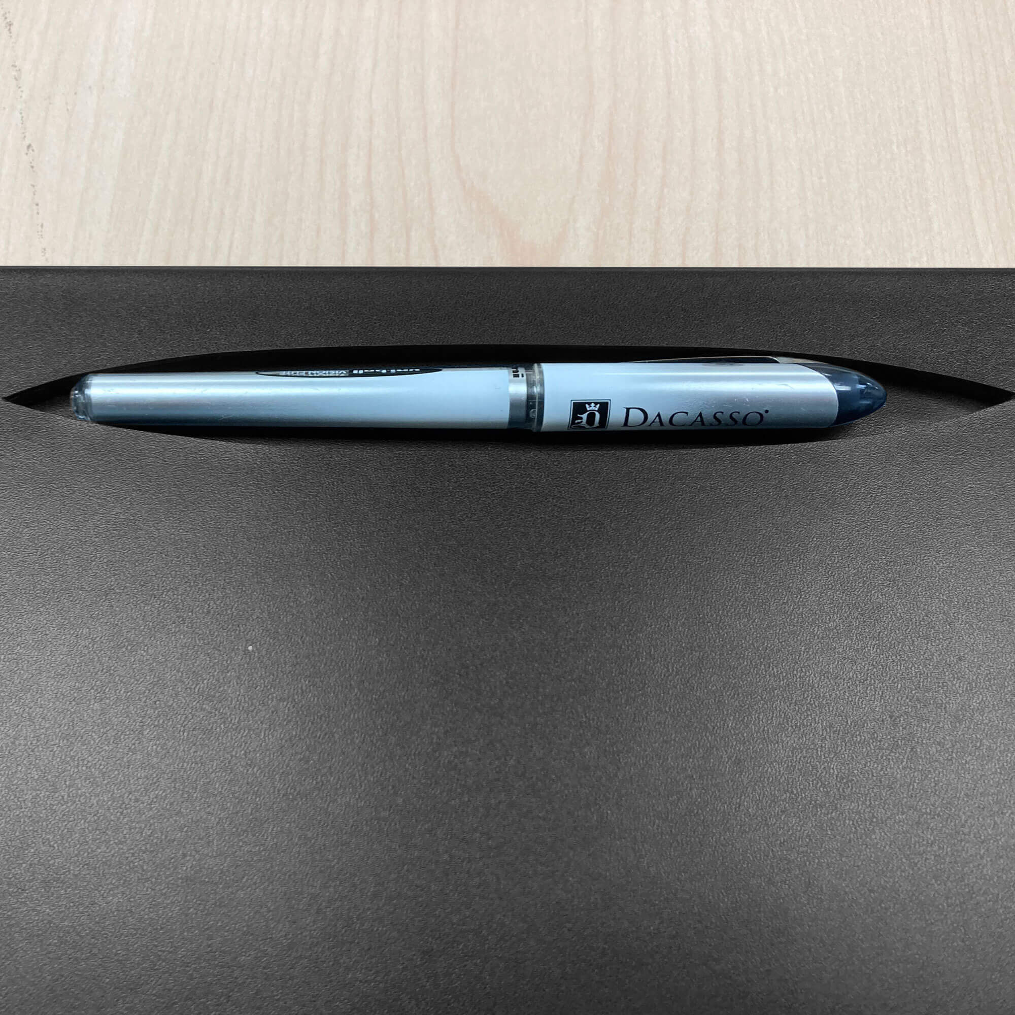 Classic Black Leather Conference Table Pad with Pen Well, 17 x 14
