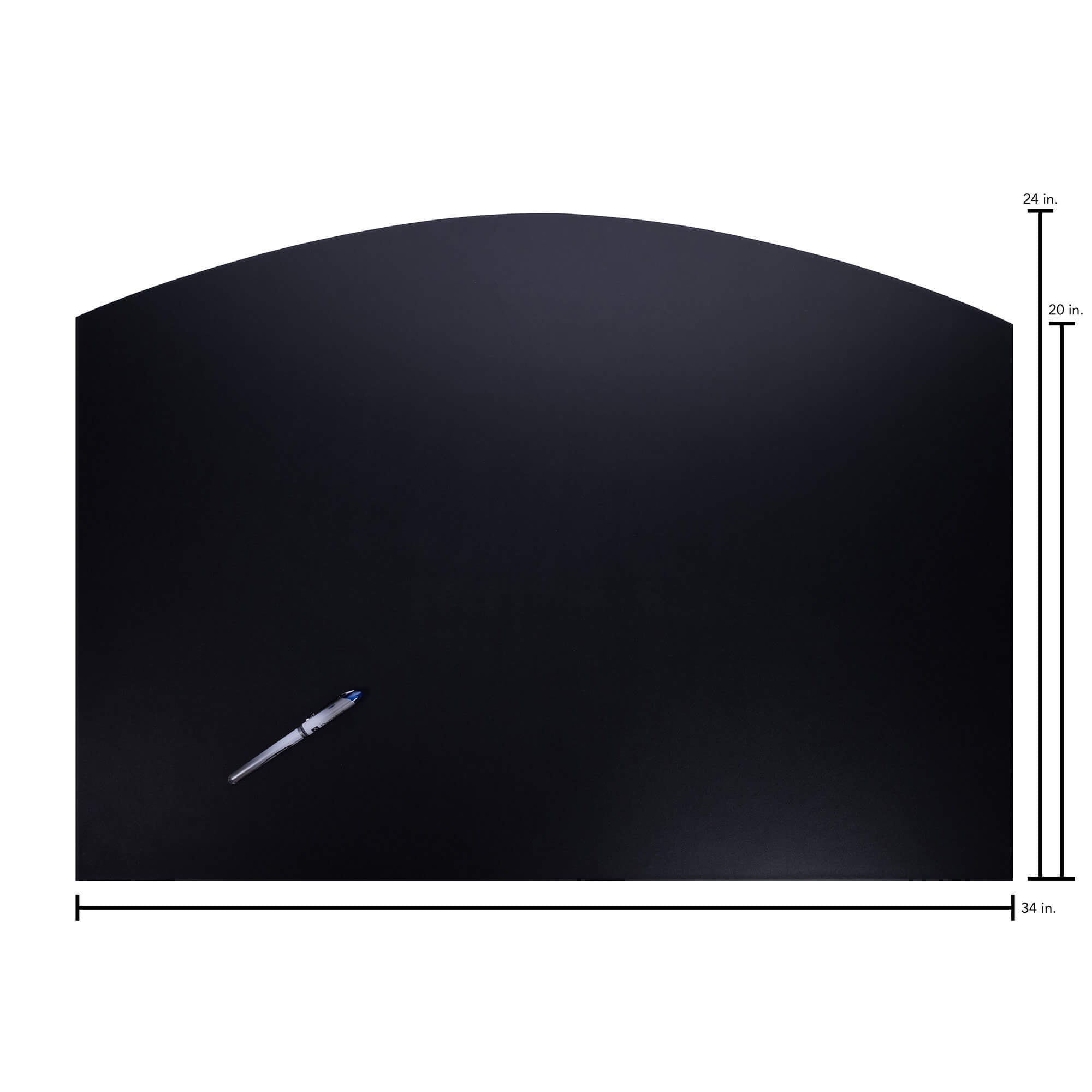 Classic Black Leather 34" x 24" Arched Desk Mat without Side-Rails