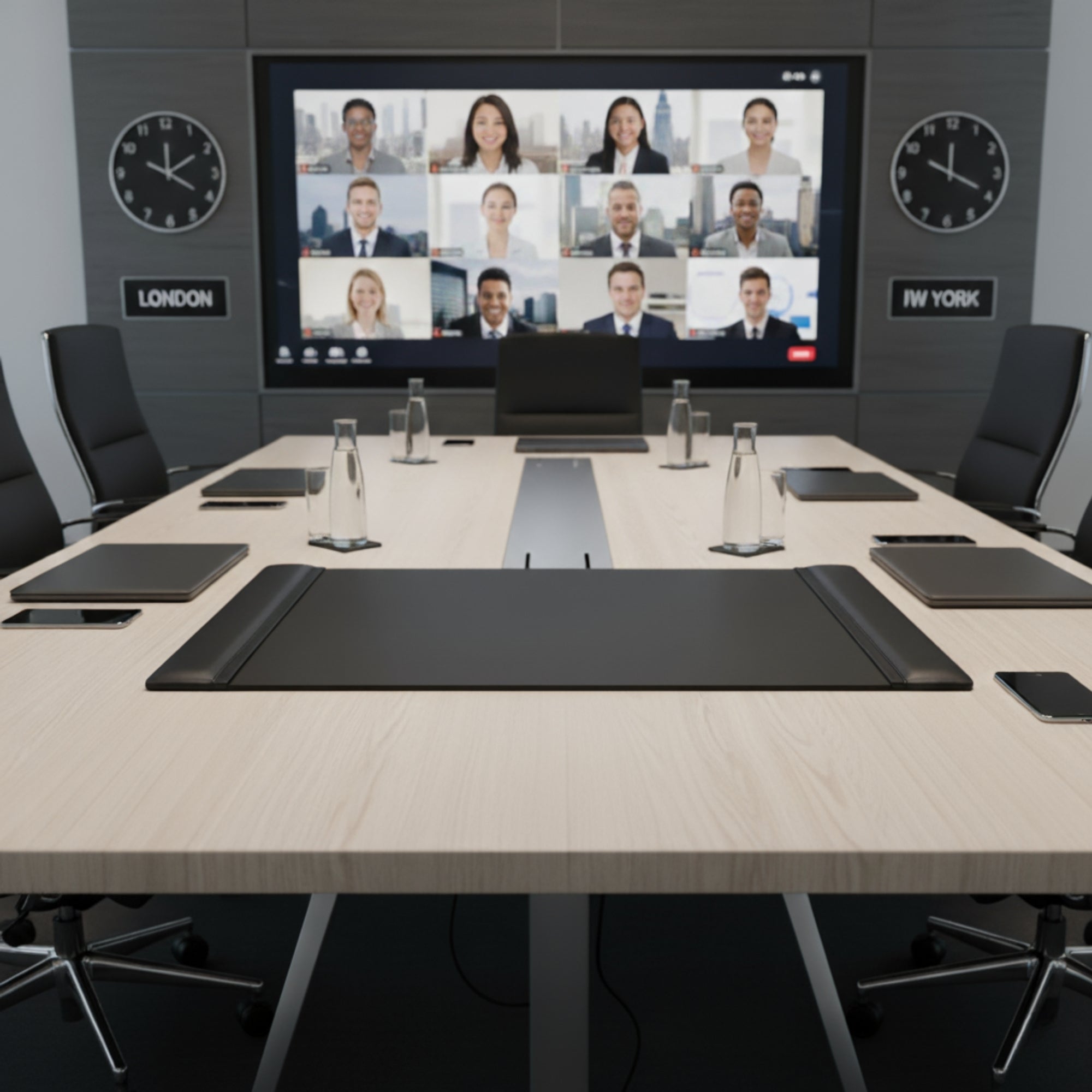 Black Leather 38" x 24" Side-Rail Desk Pad