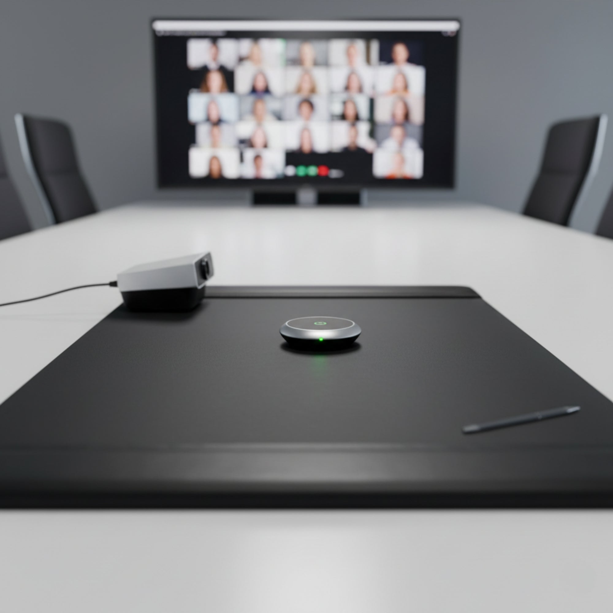 Black Leather 38" x 24" Side-Rail Desk Pad